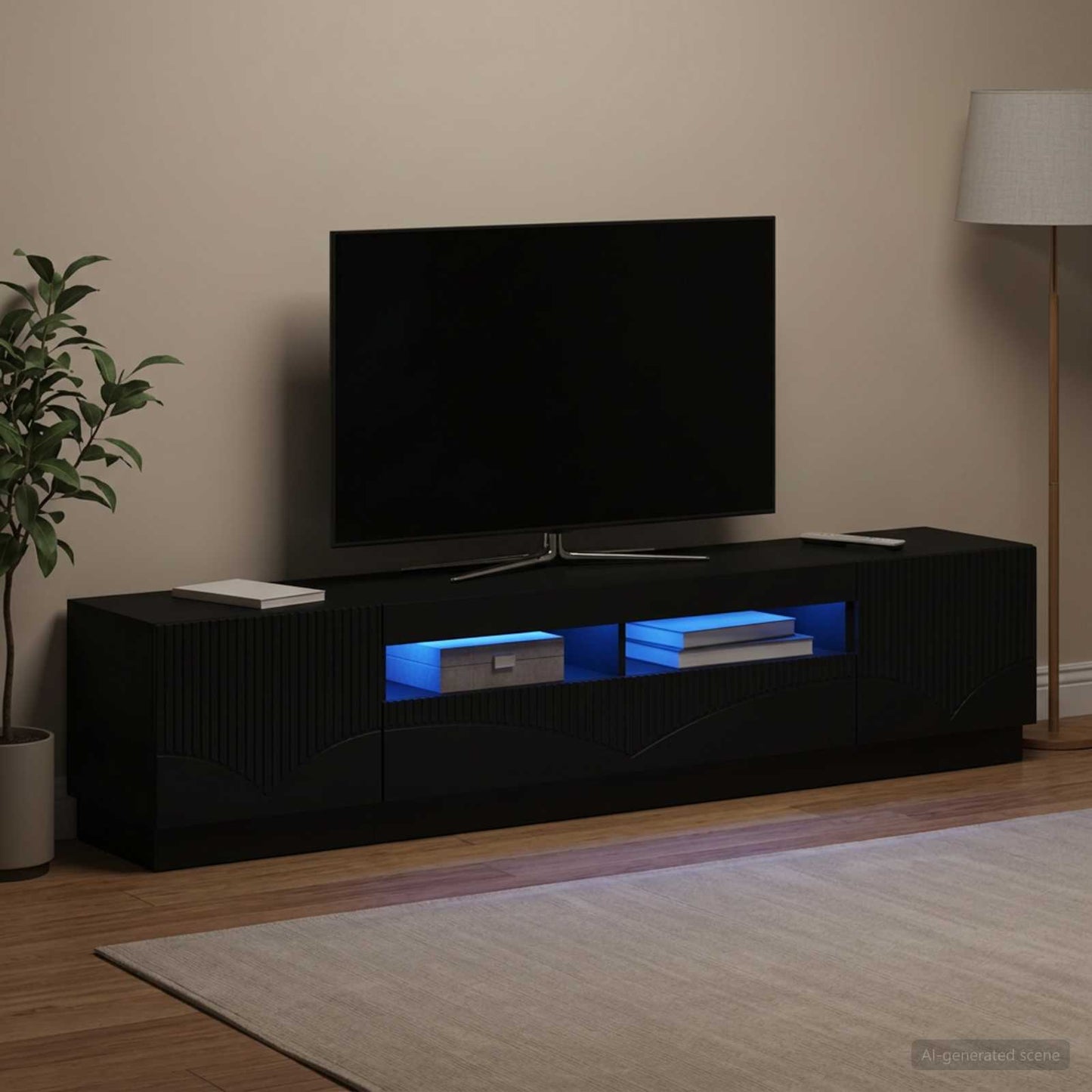 5-teiliges LED TV Schrank Schwarz Holzwerkstoff