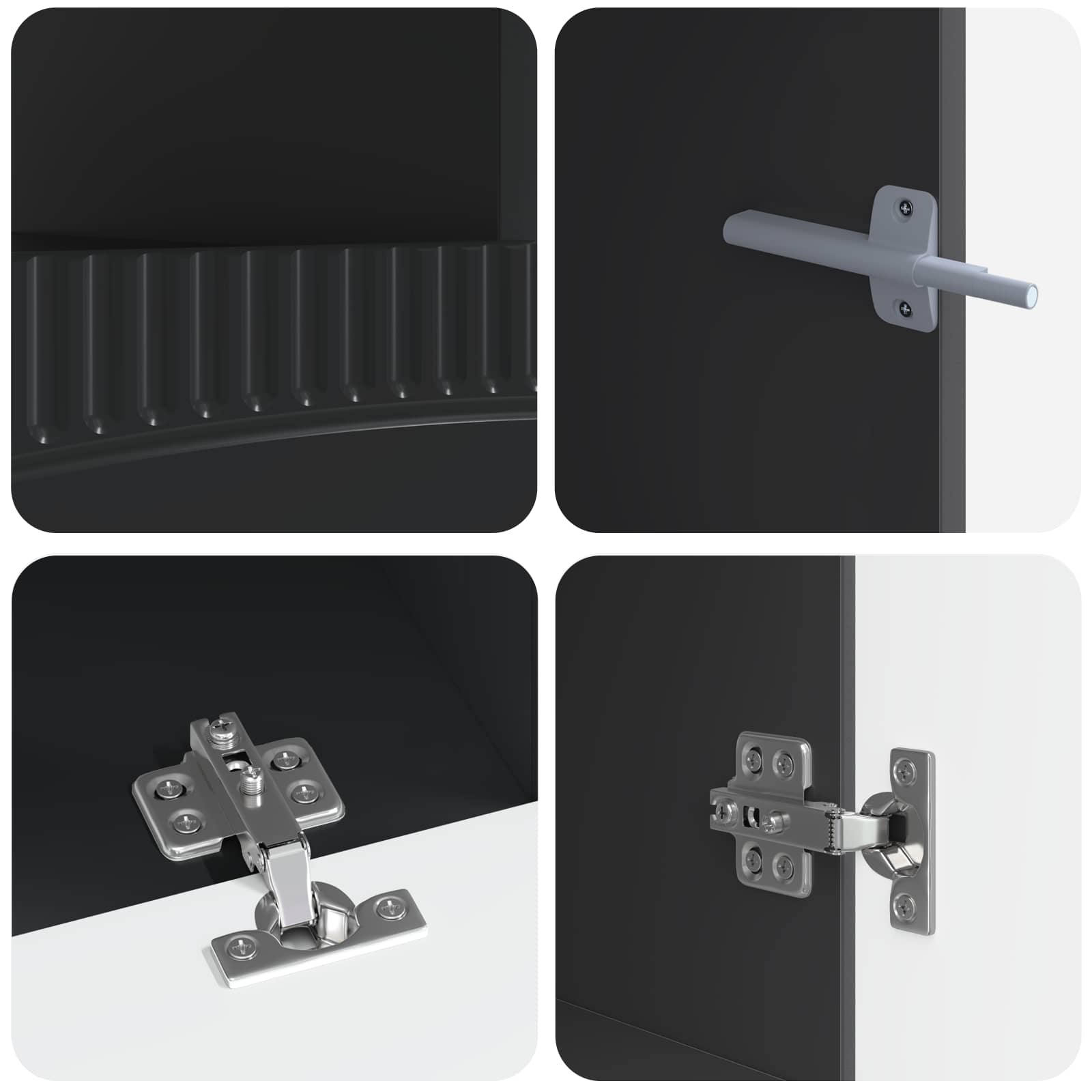 5-teiliges LED TV Schrank Schwarz Holzwerkstoff