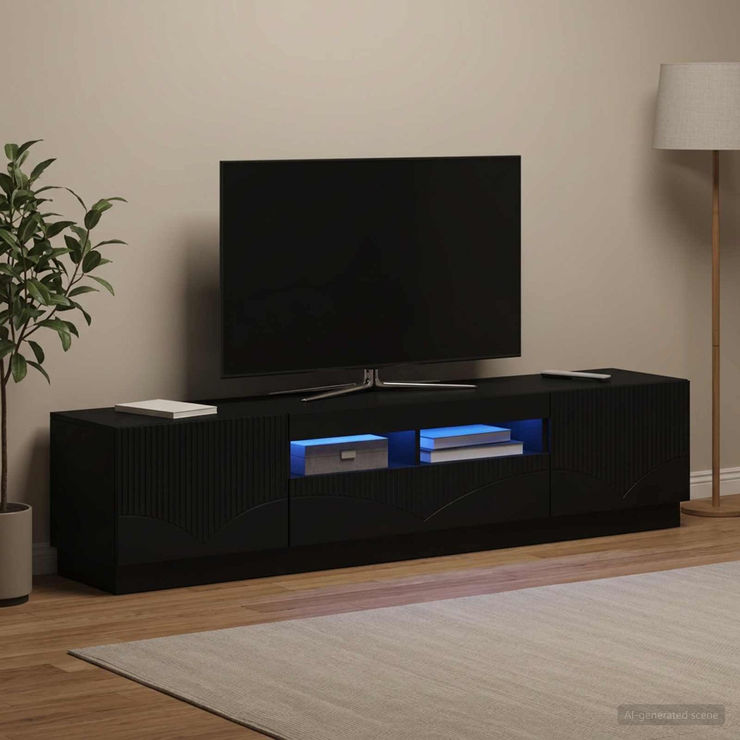 5-teiliges LED TV Schrank Schwarz Holzwerkstoff