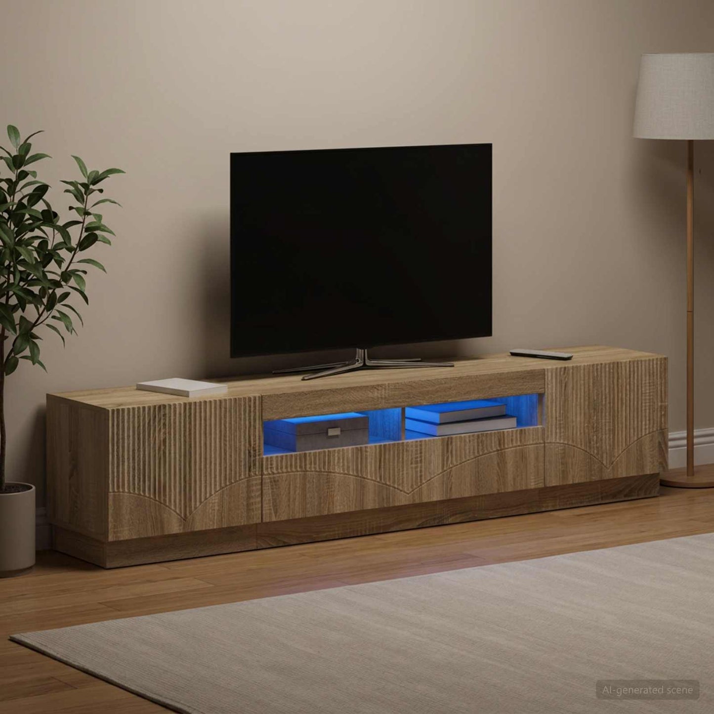 5-teiliges LED TV Schrank Sonoma-Eiche Holzwerkstoff