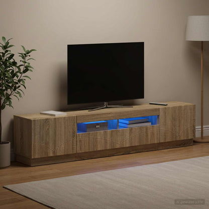LED-TV-Schrank HOORN 3 stk. Sonoma-Eiche Holzwerkstoff