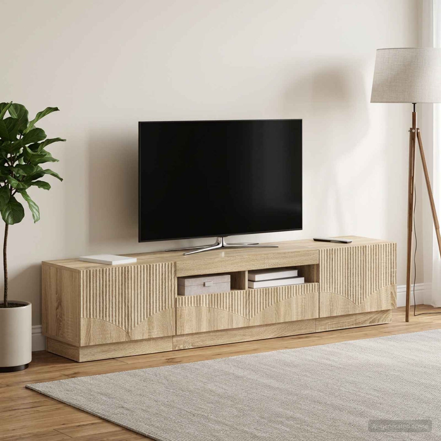 5-teiliges LED TV Schrank Sonoma-Eiche Holzwerkstoff