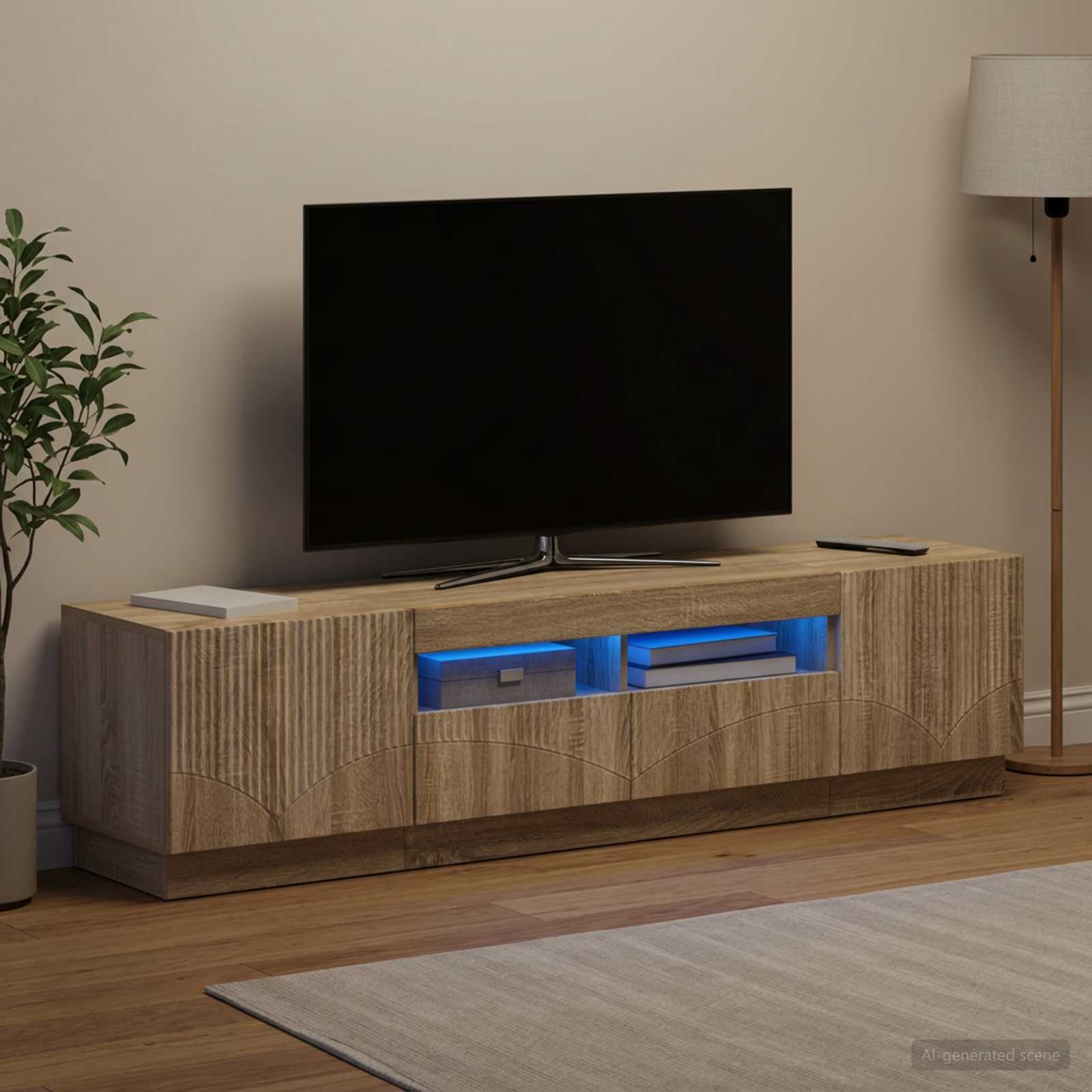 5-teiliges LED TV Schrank Sonoma-Eiche Holzwerkstoff