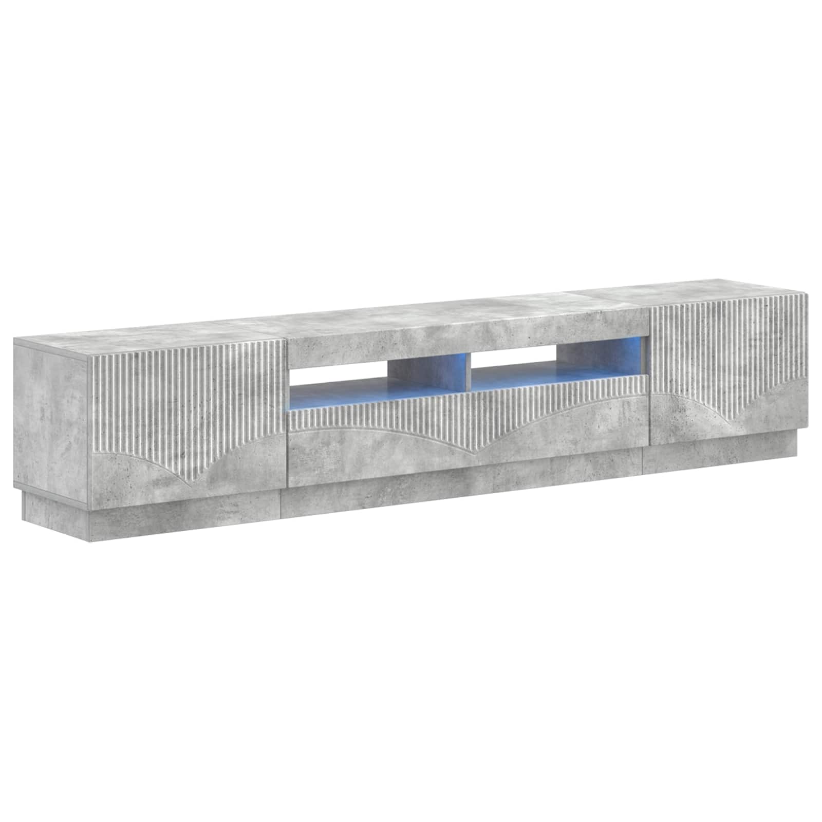 5-teiliges LED TV Schrank Betongrau Holzwerkstoff