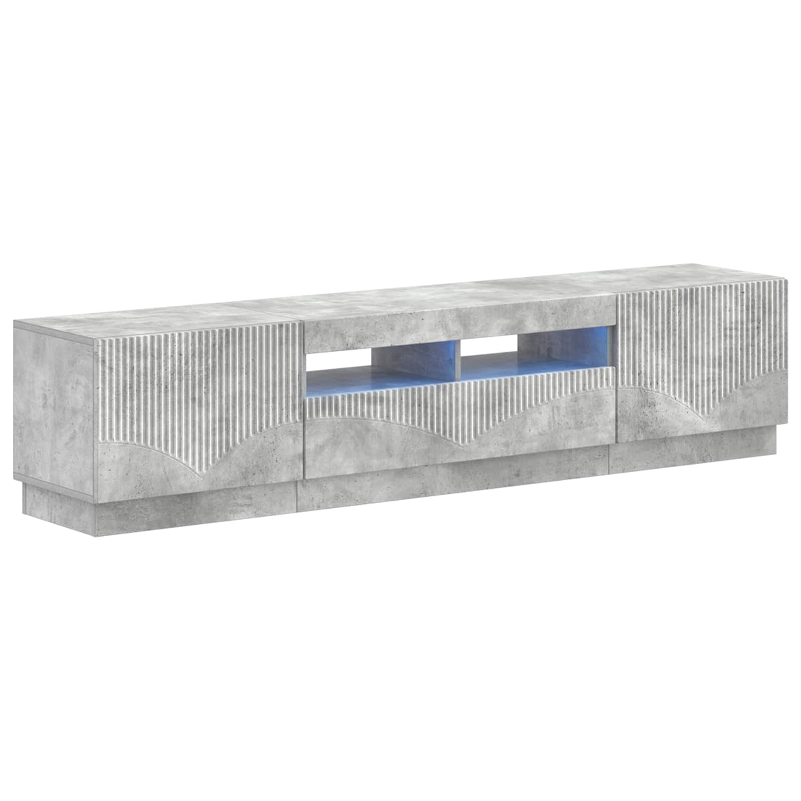 5-teiliges LED TV Schrank Betongrau Holzwerkstoff