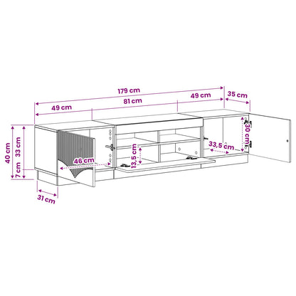 LED-TV-Schrank HOORN 3 stk. Betongrau Holzwerkstoff
