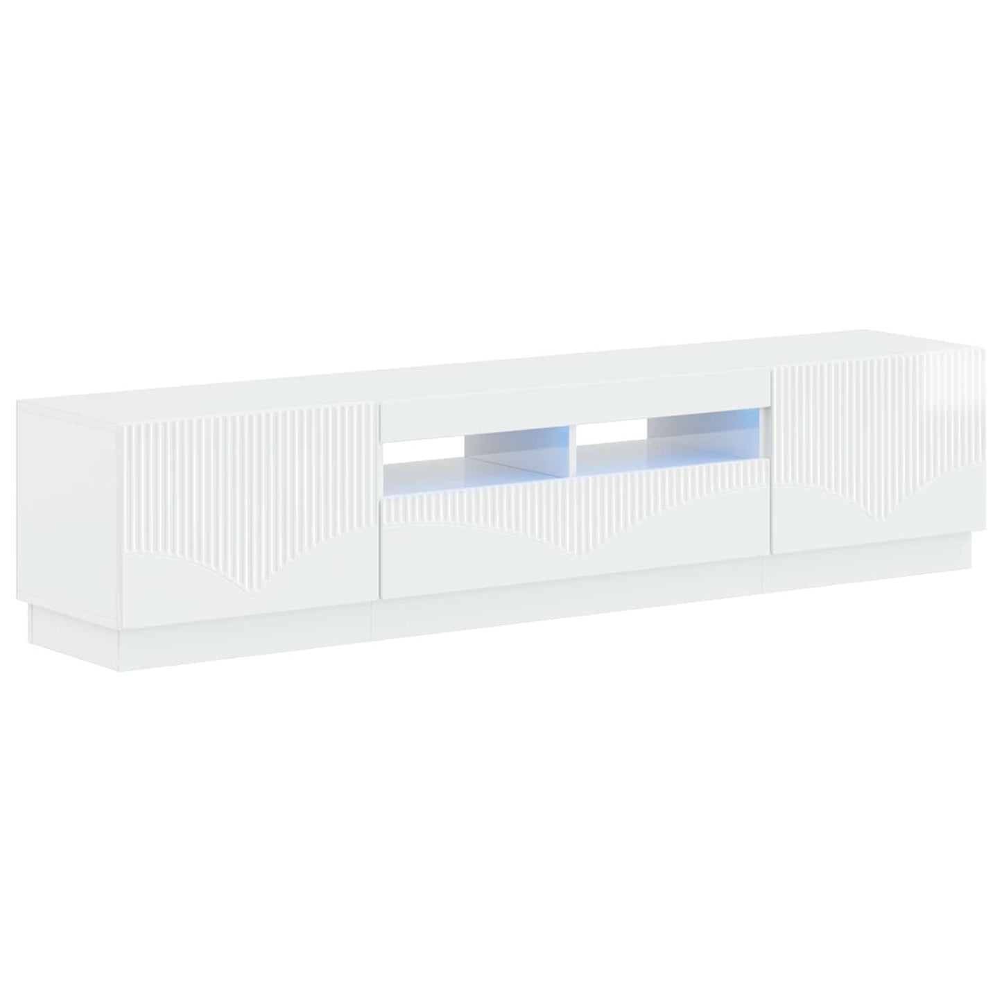 5-teiliges LED TV Schrank Hochglanz Weiß Holzwerkstoff