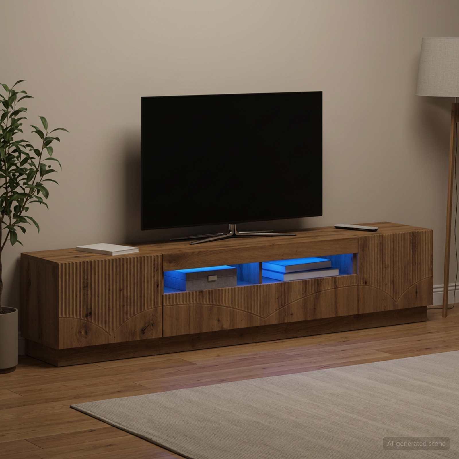 5-teiliges LED TV Schrank Artisan-Eiche Holzwerkstoff