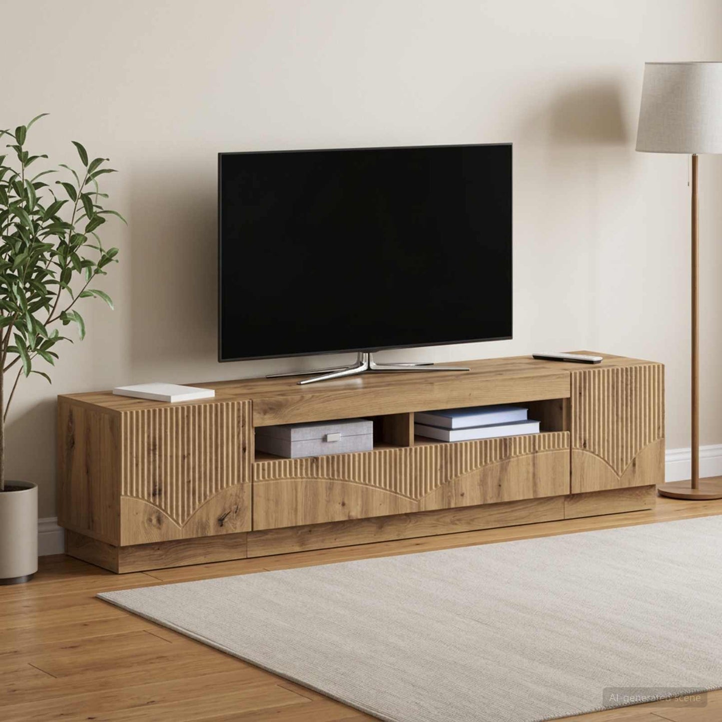 5-teiliges LED TV Schrank Artisan-Eiche Holzwerkstoff