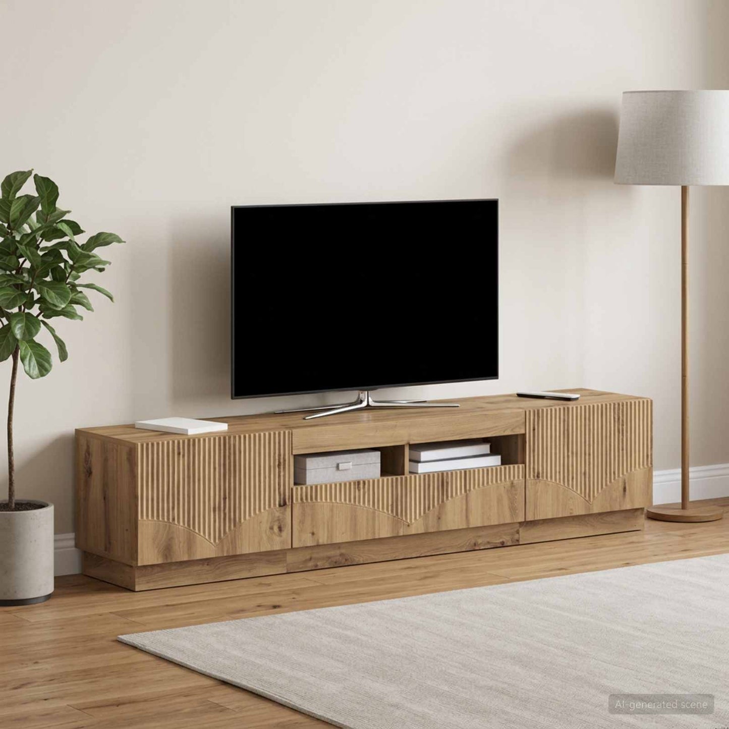 5-teiliges LED TV Schrank Artisan-Eiche Holzwerkstoff