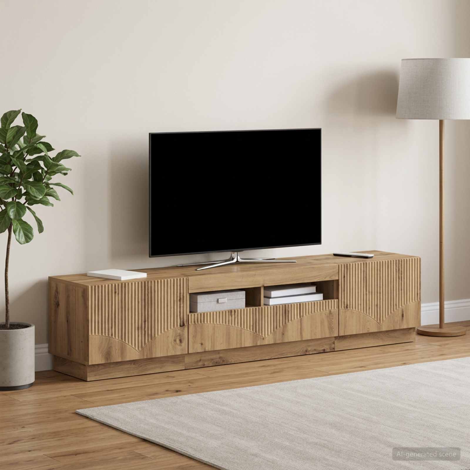 5-teiliges LED TV Schrank Artisan-Eiche Holzwerkstoff