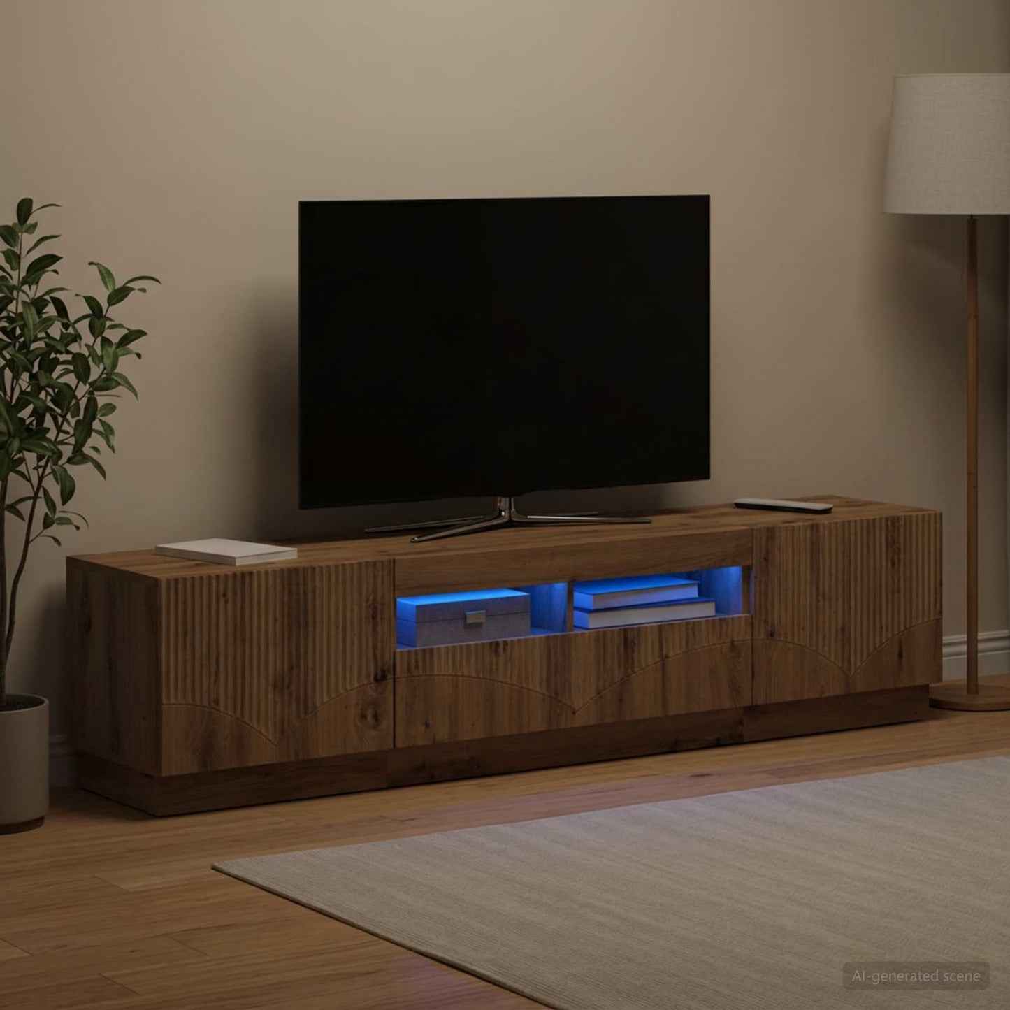 5-teiliges LED TV Schrank Artisan-Eiche Holzwerkstoff