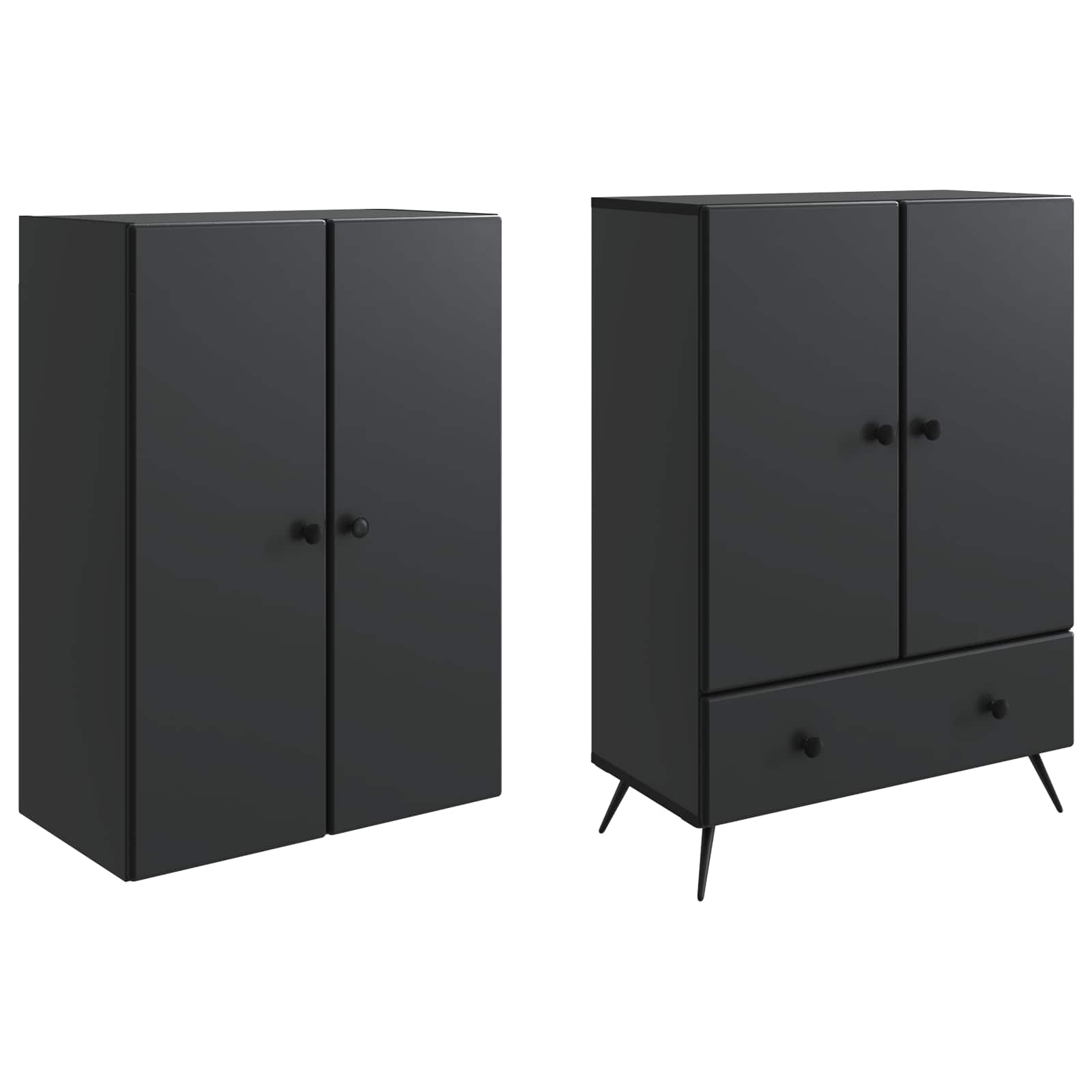 Schrankset 2 pcs Schwarz Holzwerkstoff