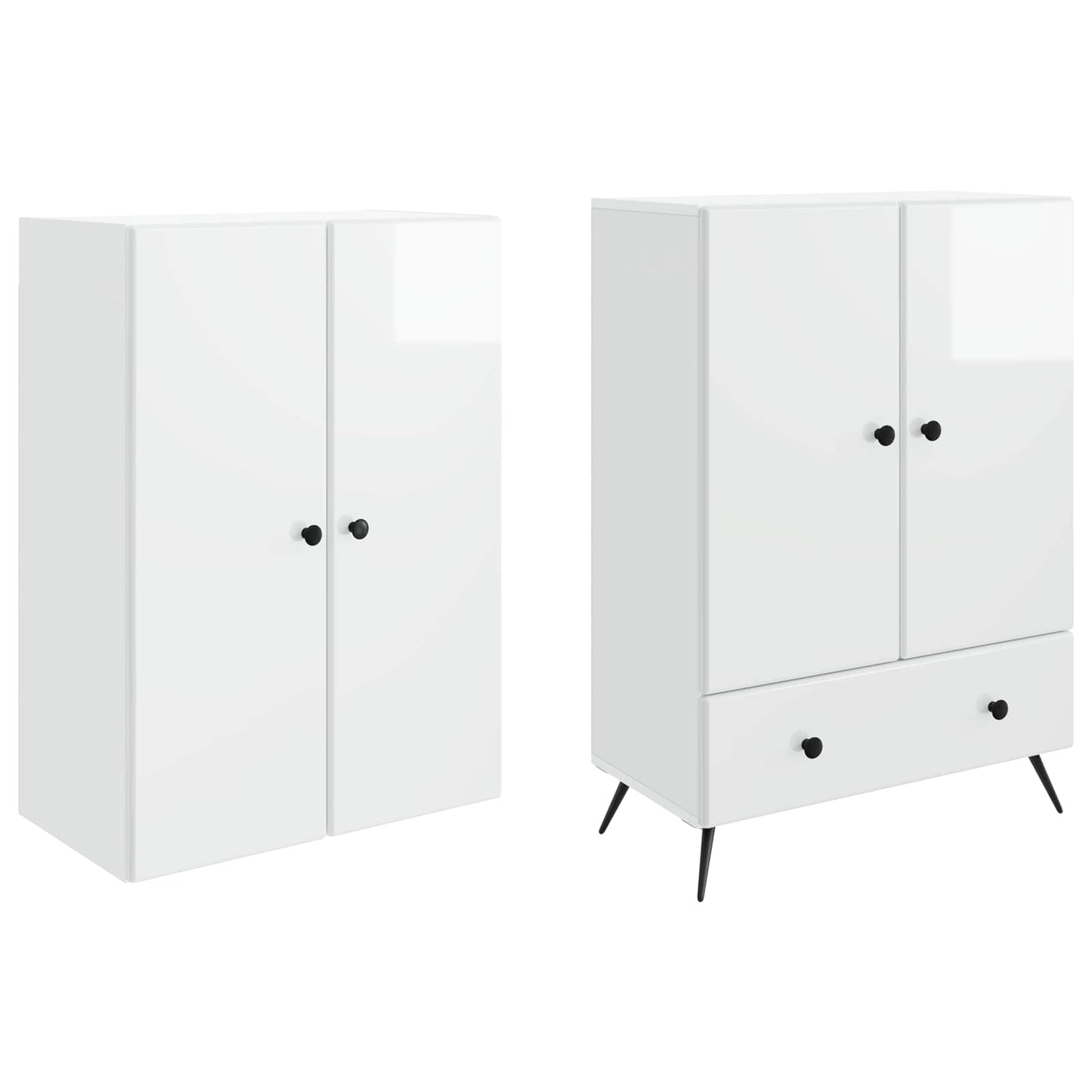 Schrankset 2 pcs Hochglanz Weiß Holzwerkstoff