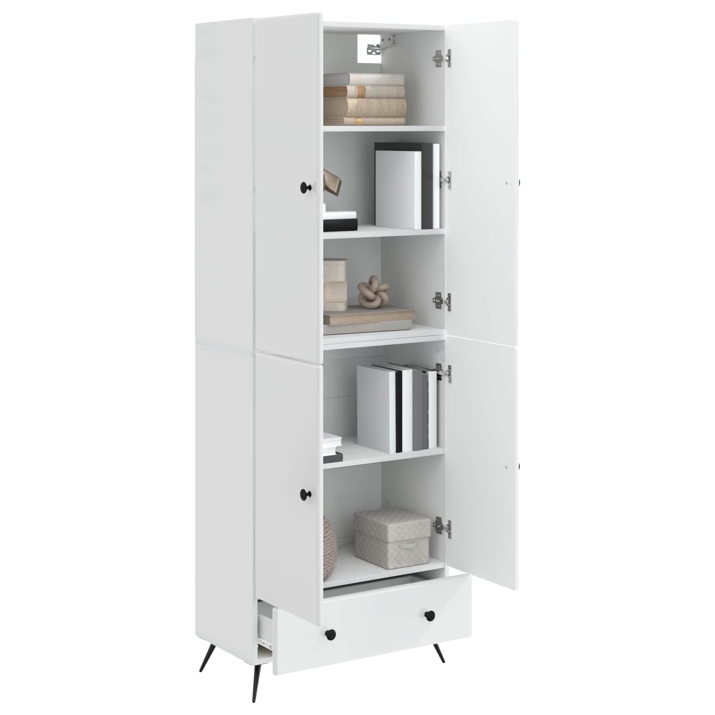 Schrankset 2 pcs Hochglanz Weiß Holzwerkstoff