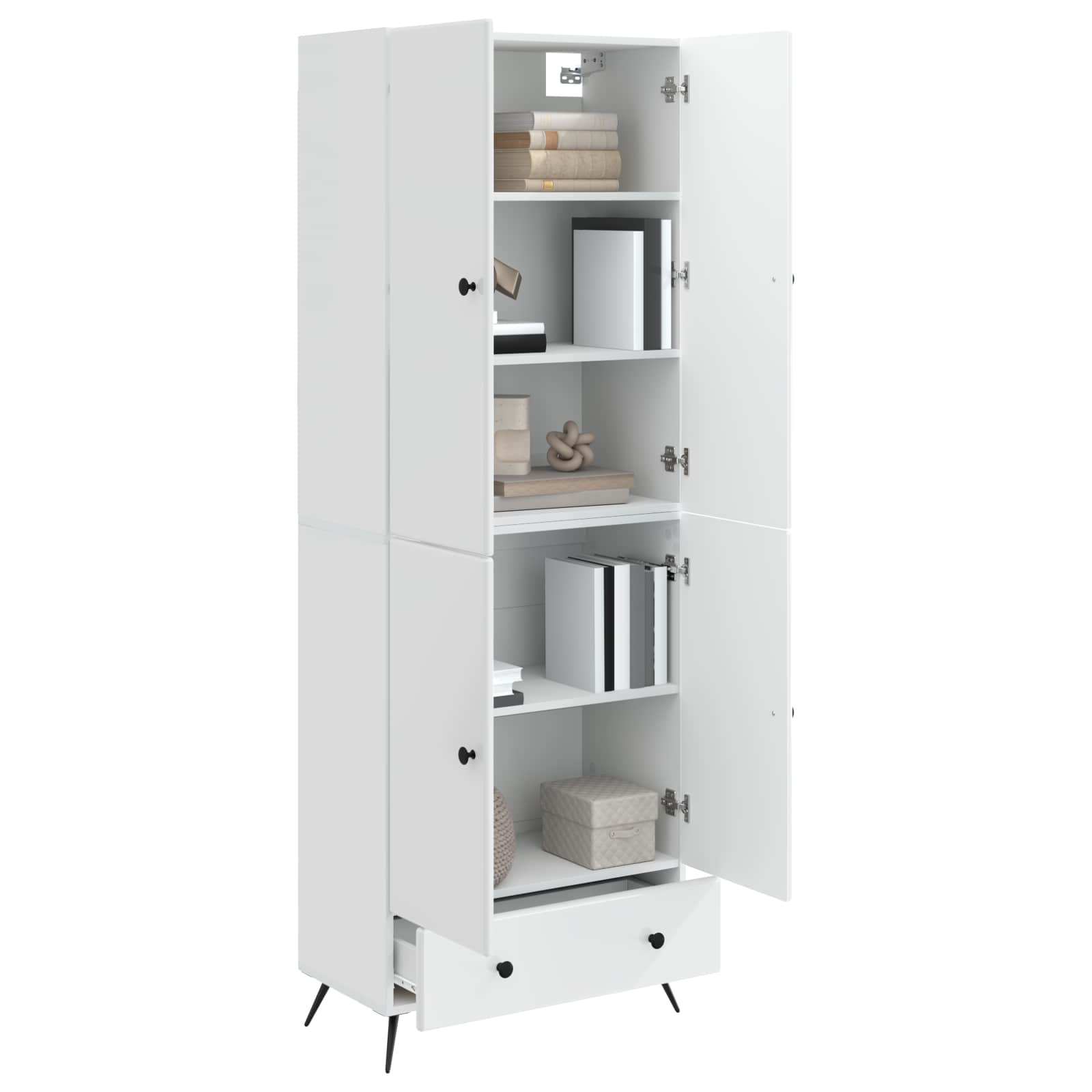 Schrankset 2 pcs Hochglanz Weiß Holzwerkstoff