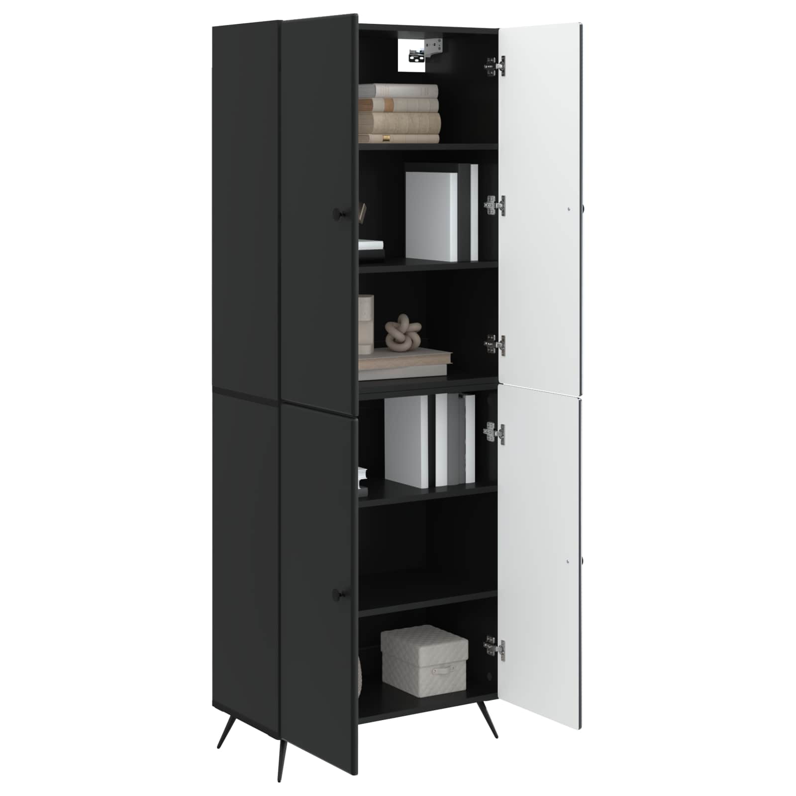 Schrankset 2 pcs Schwarz Holzwerkstoff
