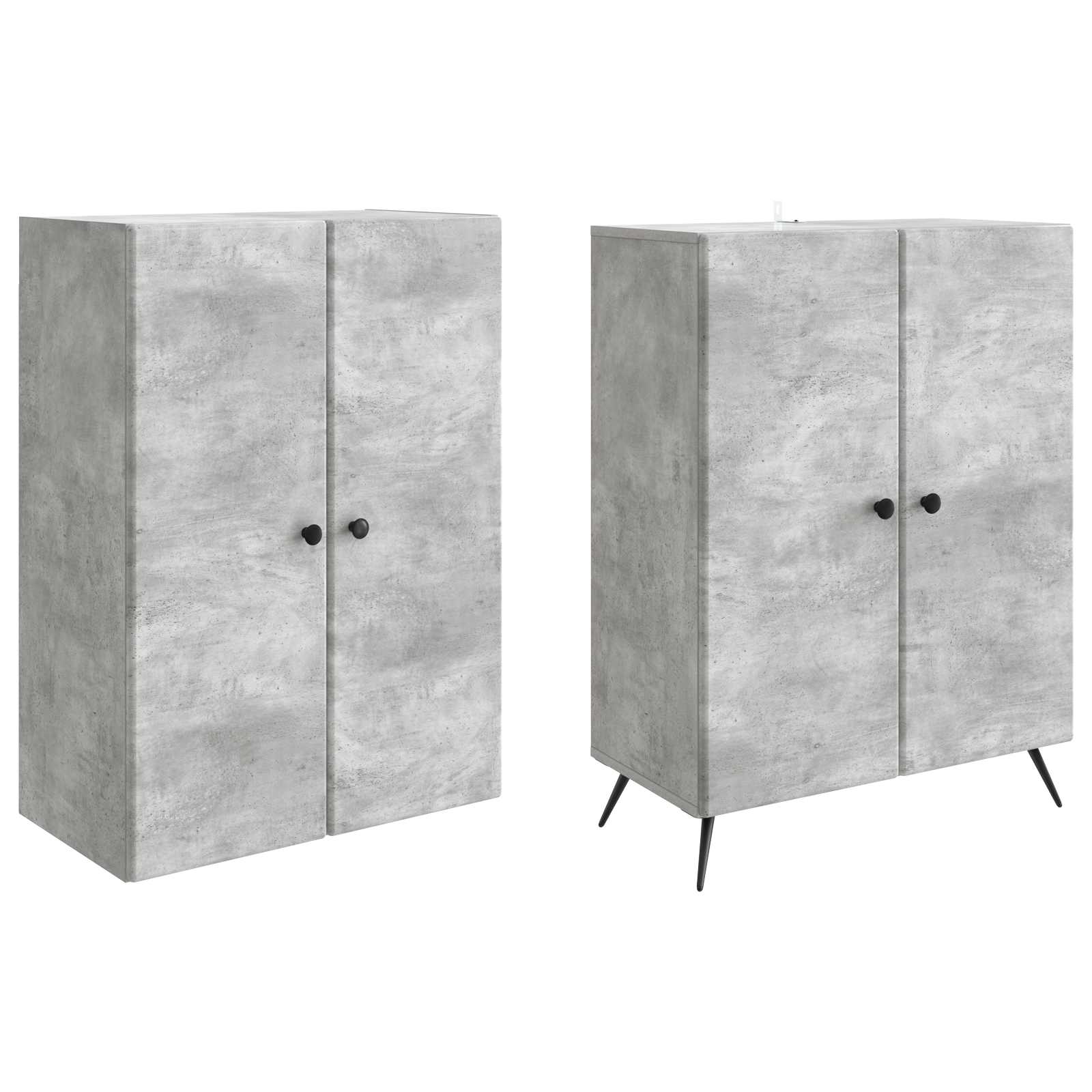 Schrankset 2 pcs Betongrau Holzwerkstoff