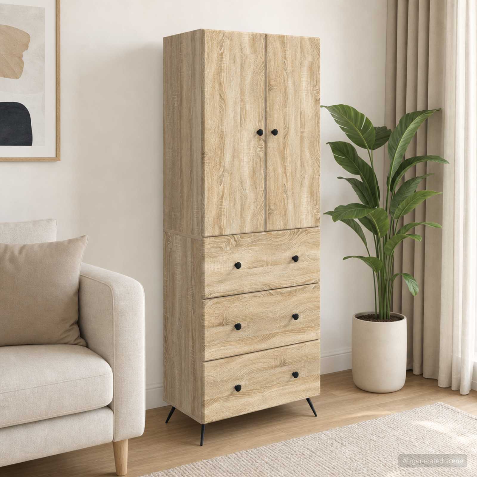 Schrankset 2 pcs Sonoma-Eiche 66 x 34,5 x 90 cm Holzwerkstoff