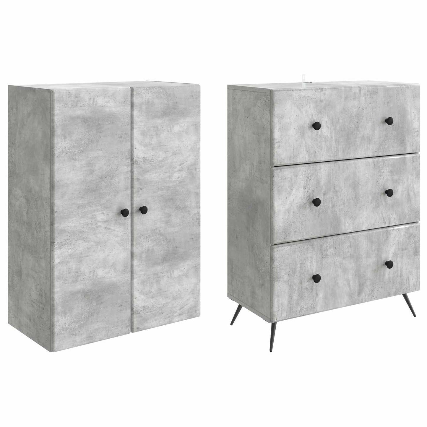 Schrankset 2 pcs Betongrau 66 x 34,5 x 90 cm Holzwerkstoff