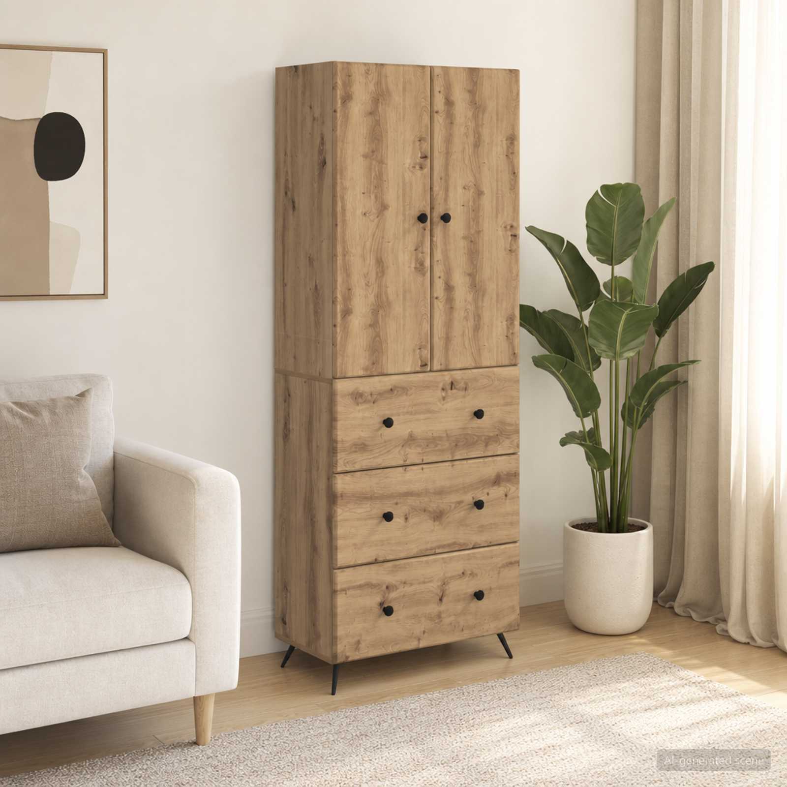 Schrankset 2 stk. 66 x 34,5 x 90 cm Holzwerkstoff Artisan-Eiche
