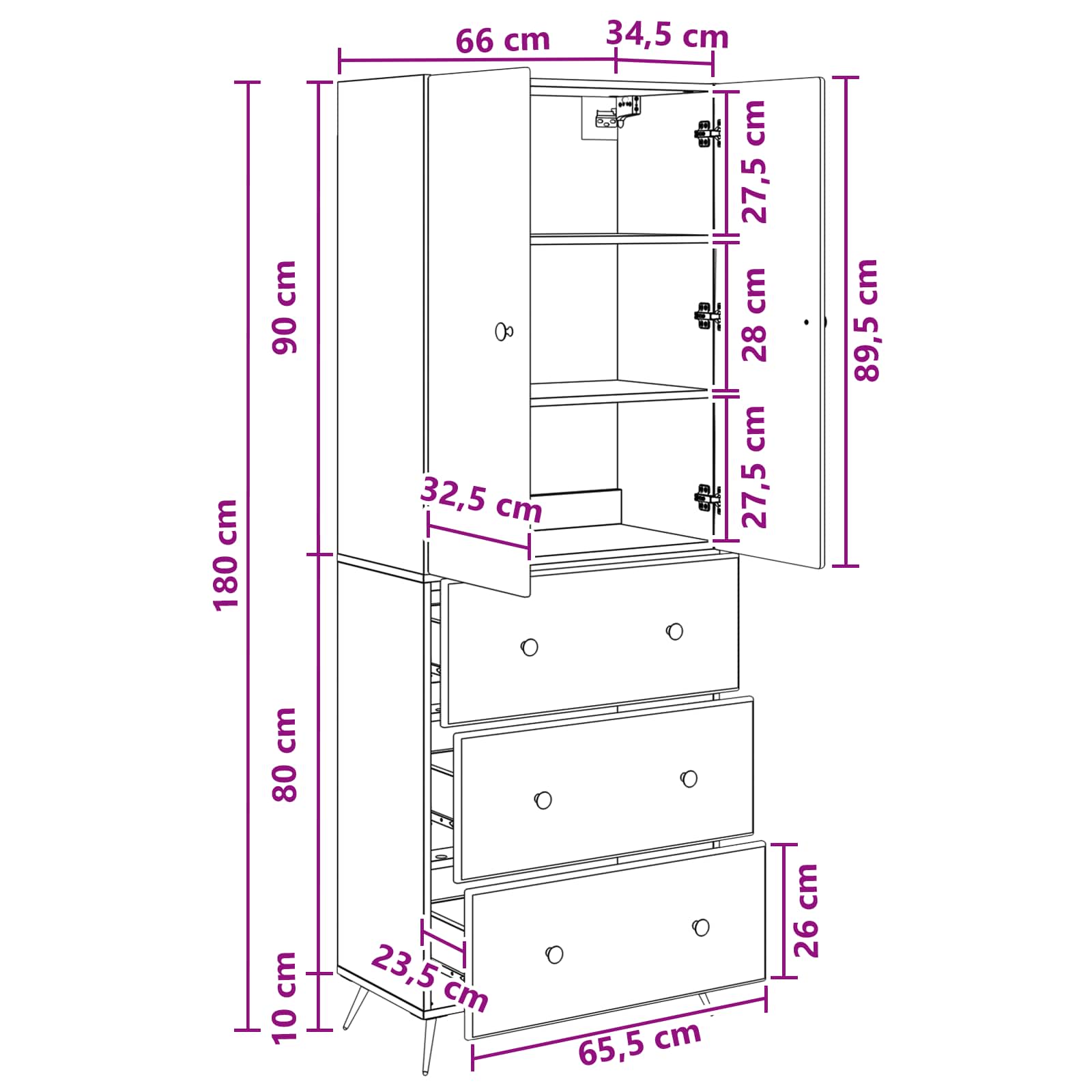 Schrankset 2 stk. 66 x 34,5 x 90 cm Holzwerkstoff Artisan-Eiche