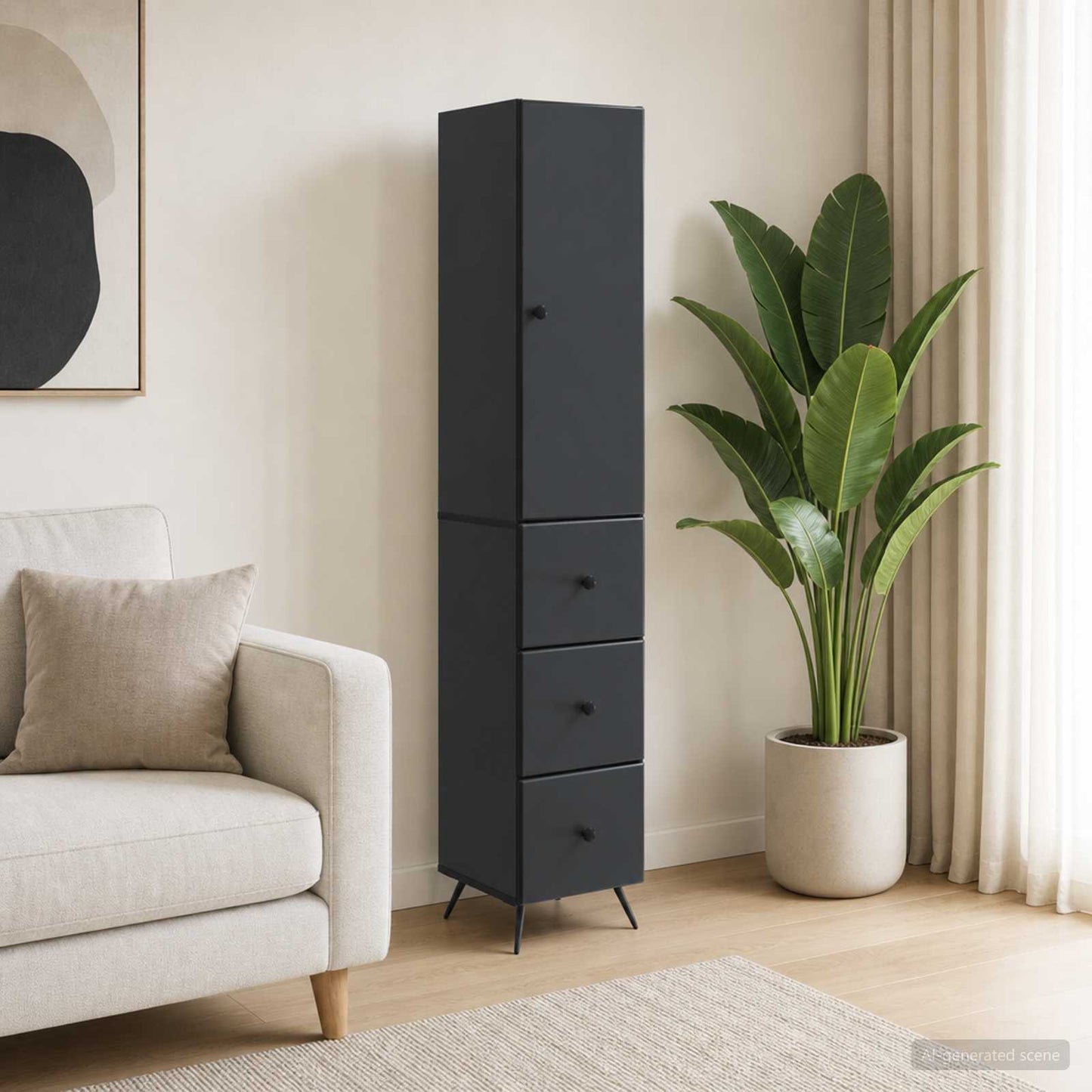Schrankset 2 stk. 34,5 x 34,5 x 90 cm Holzwerkstoff Schwarz