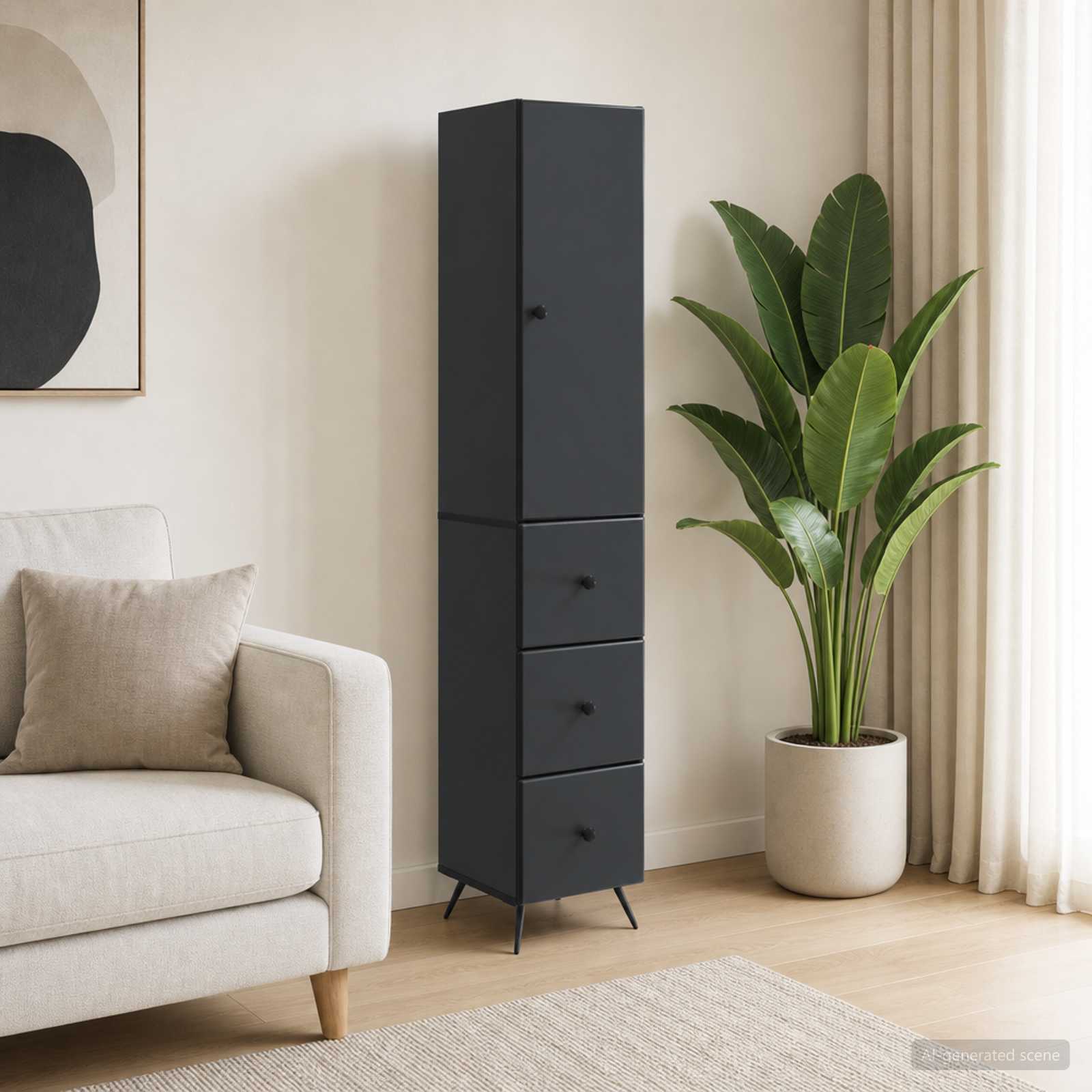 Schrankset 2 stk. 34,5 x 34,5 x 90 cm Holzwerkstoff Schwarz