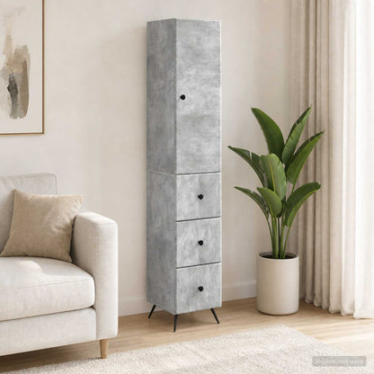 Schrankset 2 stk. 34,5 x 34,5 x 90 cm Holzwerkstoff Betongrau