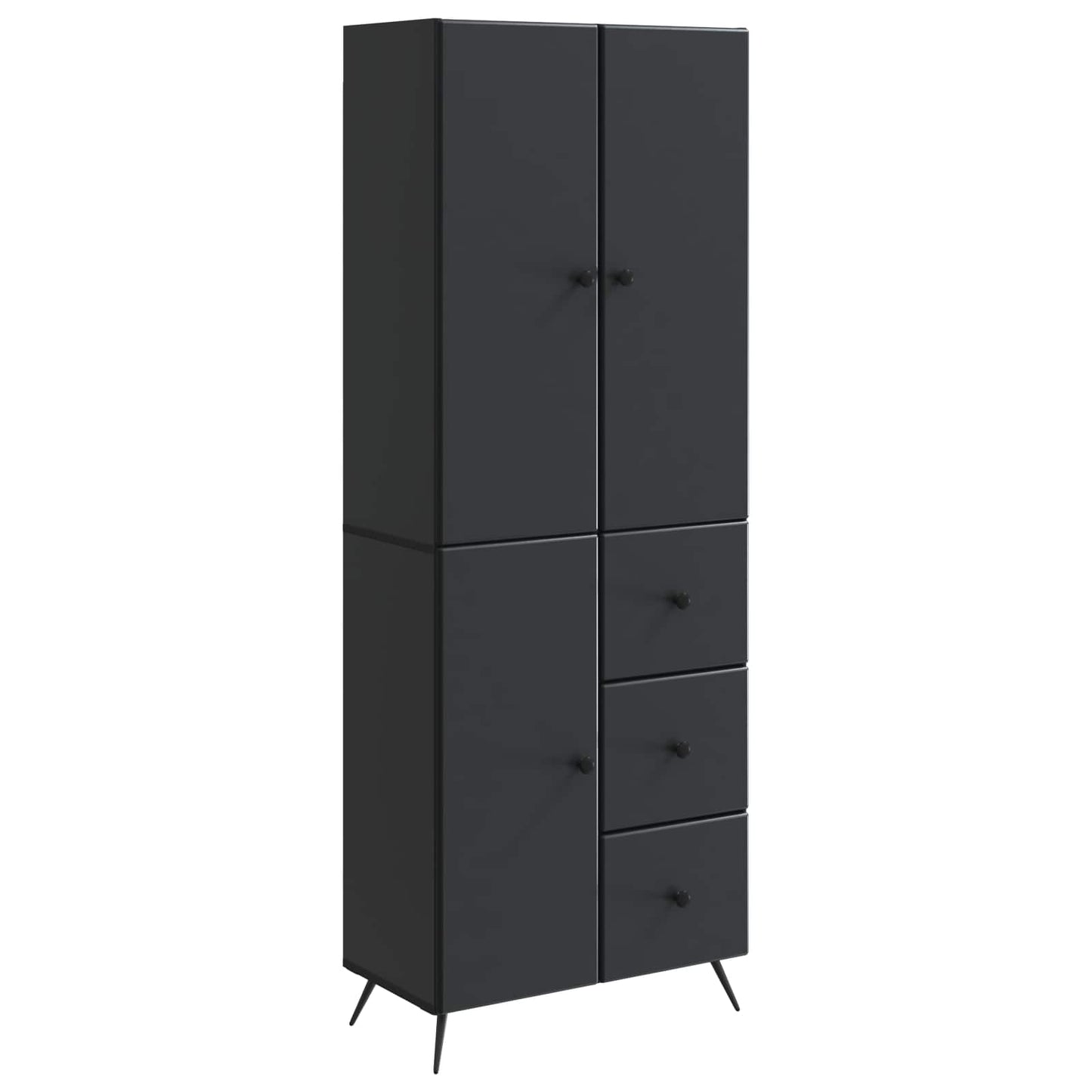 Schrankset 2 pcs Schwarz Holzwerkstoff