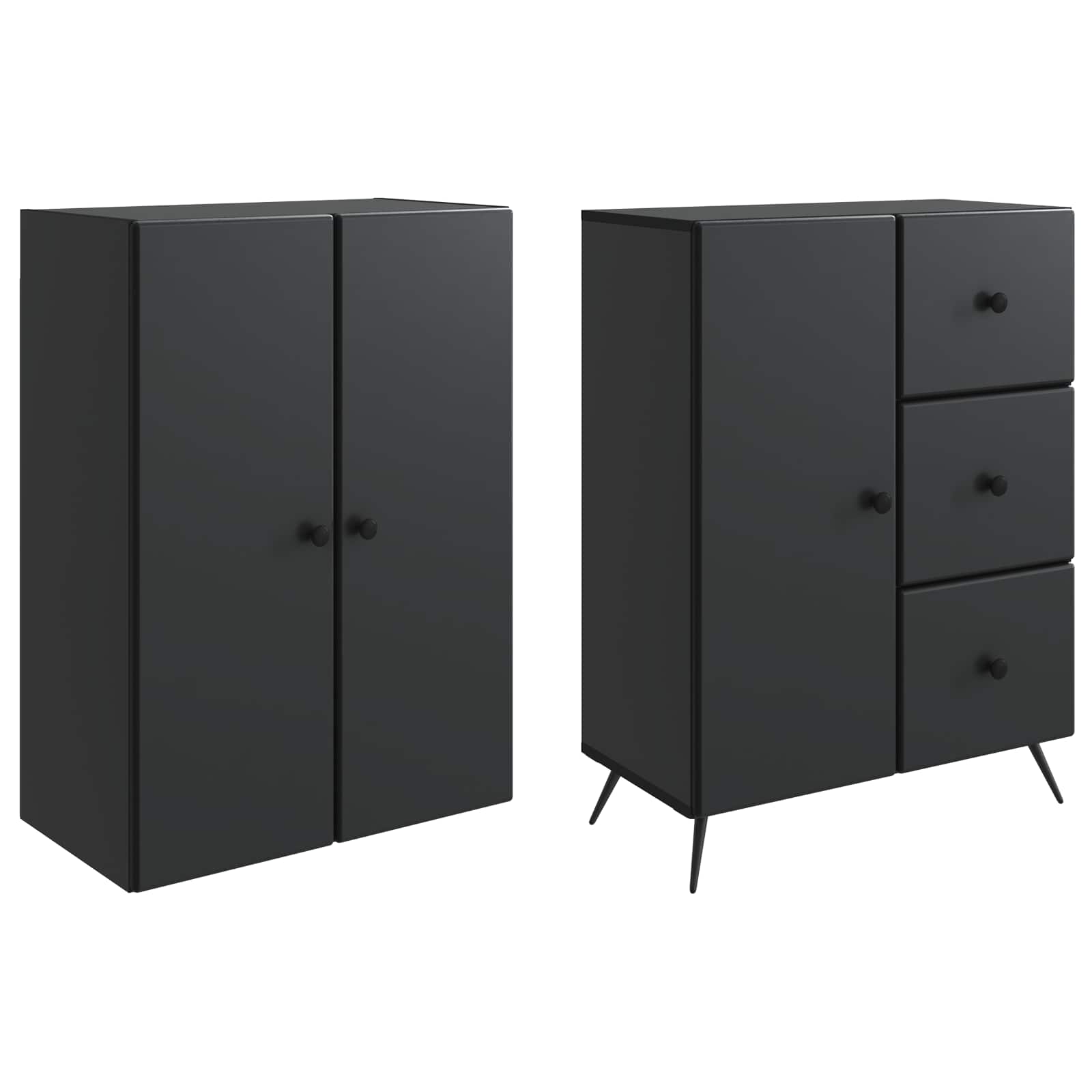 Schrankset 2 pcs Schwarz Holzwerkstoff