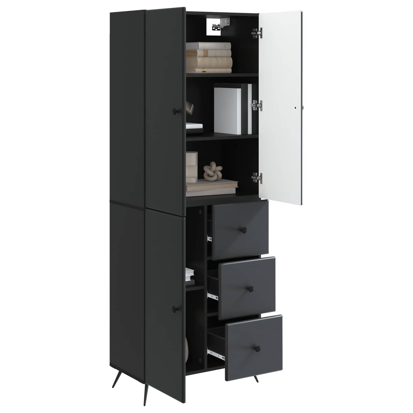 Schrankset 2 pcs Schwarz Holzwerkstoff
