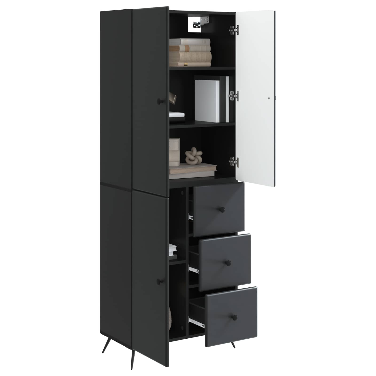 Schrankset 2 pcs Schwarz Holzwerkstoff