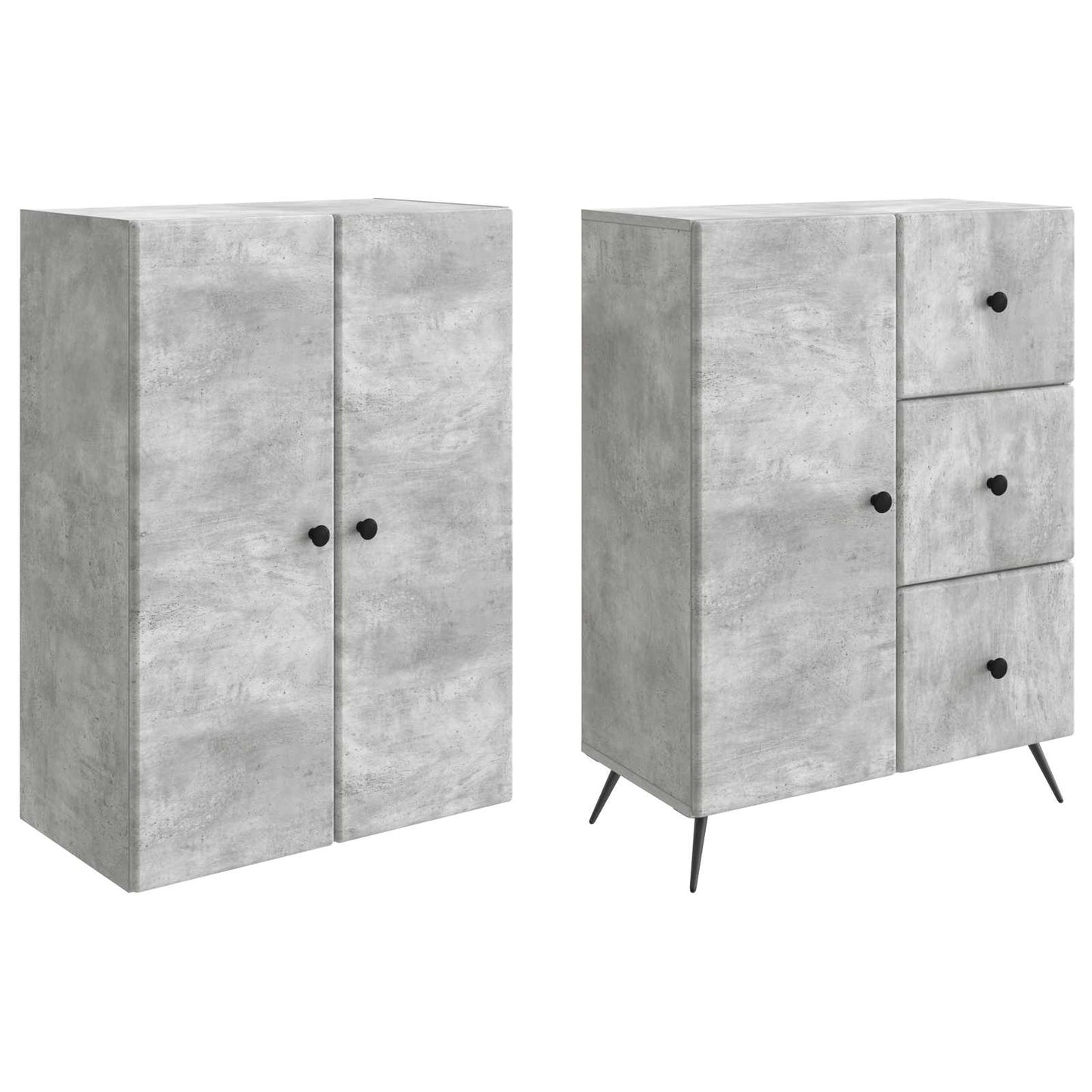Schrankset 2 pcs Betongrau Holzwerkstoff