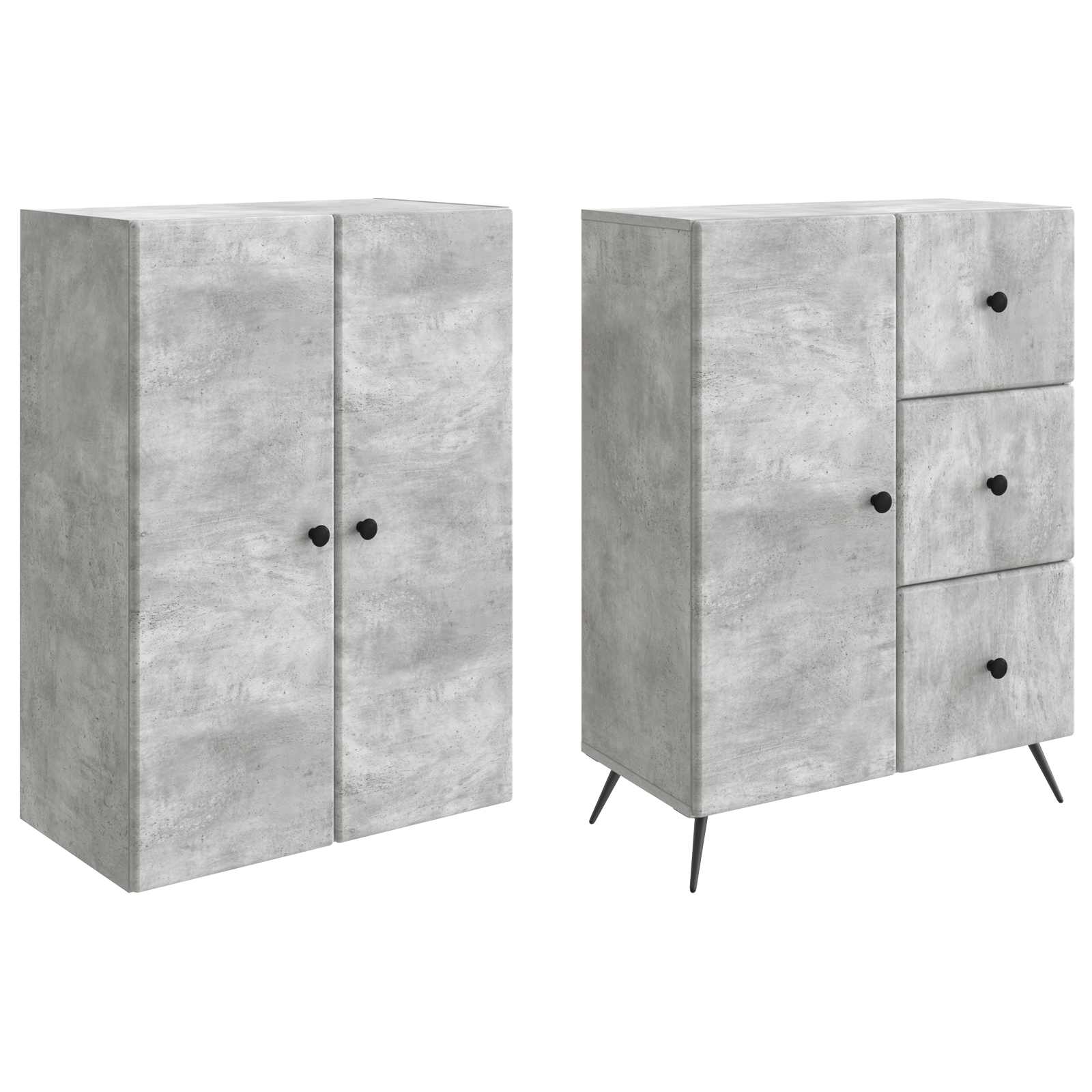 Schrankset 2 pcs Betongrau Holzwerkstoff
