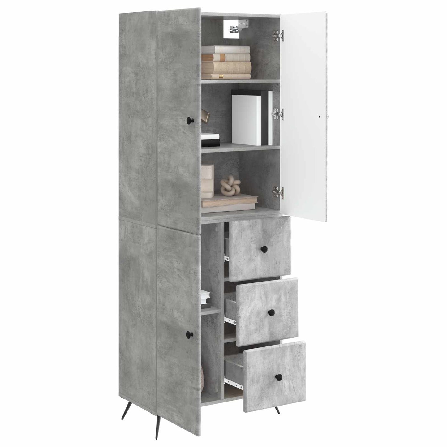 Schrankset 2 pcs Betongrau Holzwerkstoff