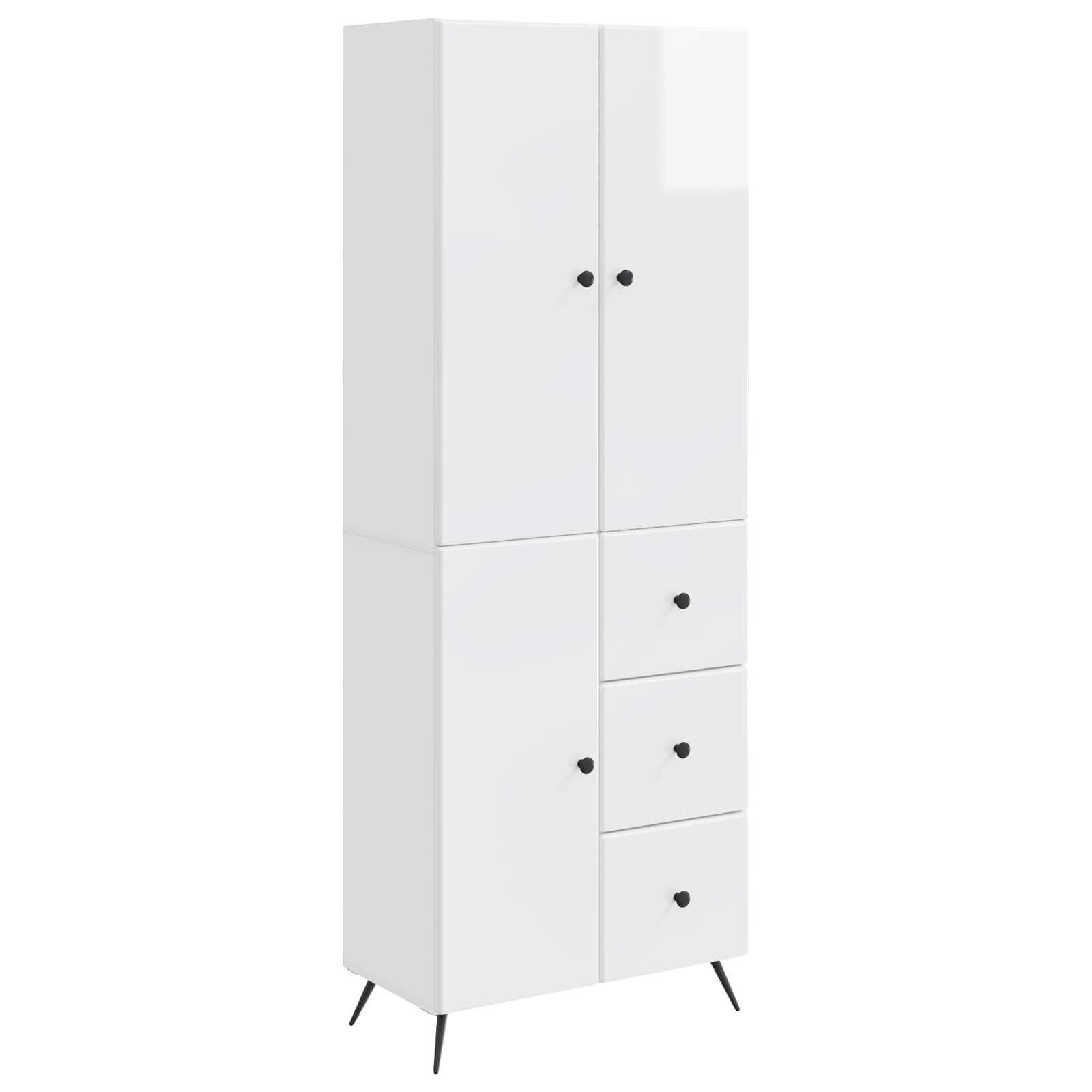 Schrankset 2 pcs Hochglanz Weiß Holzwerkstoff