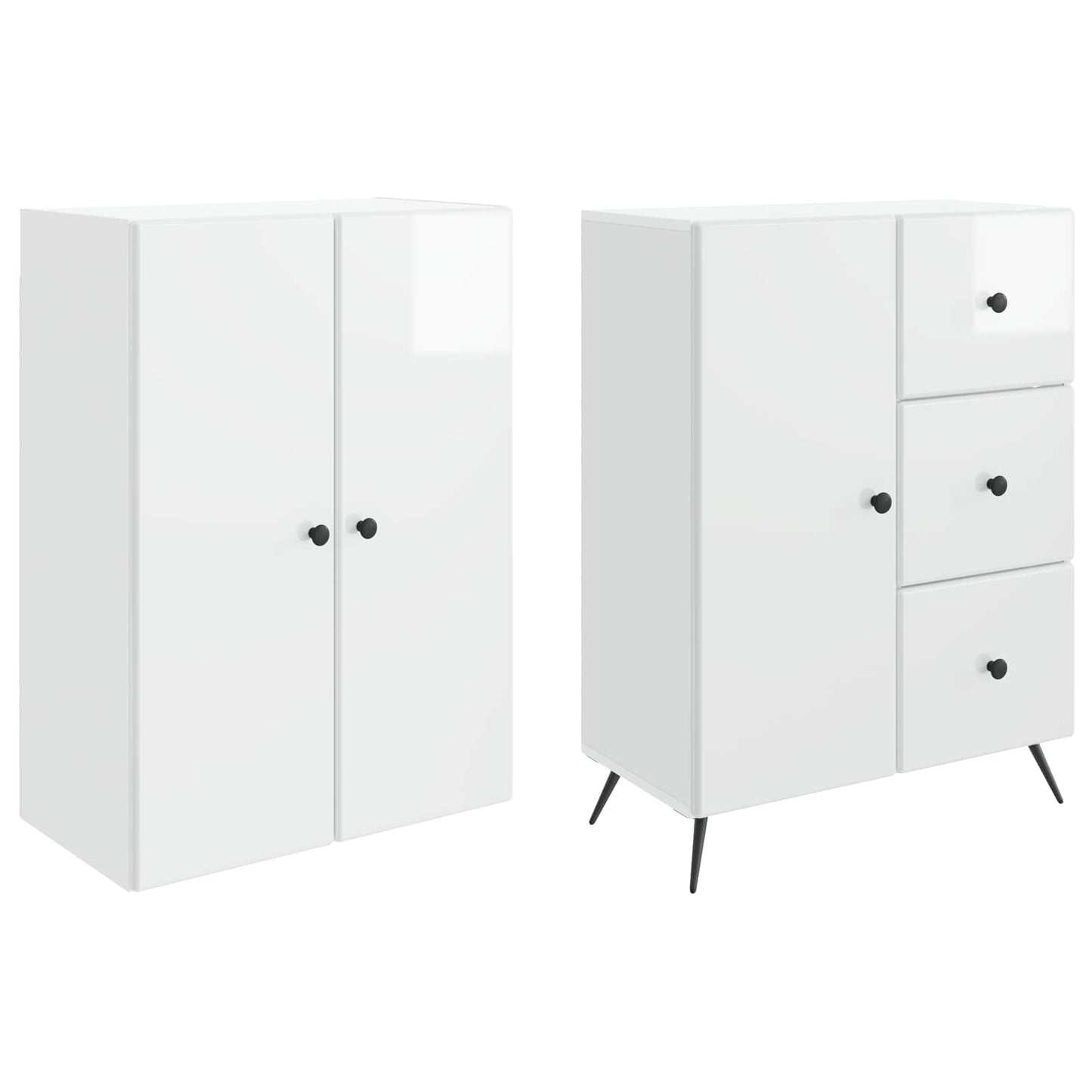 Schrankset 2 pcs Hochglanz Weiß Holzwerkstoff