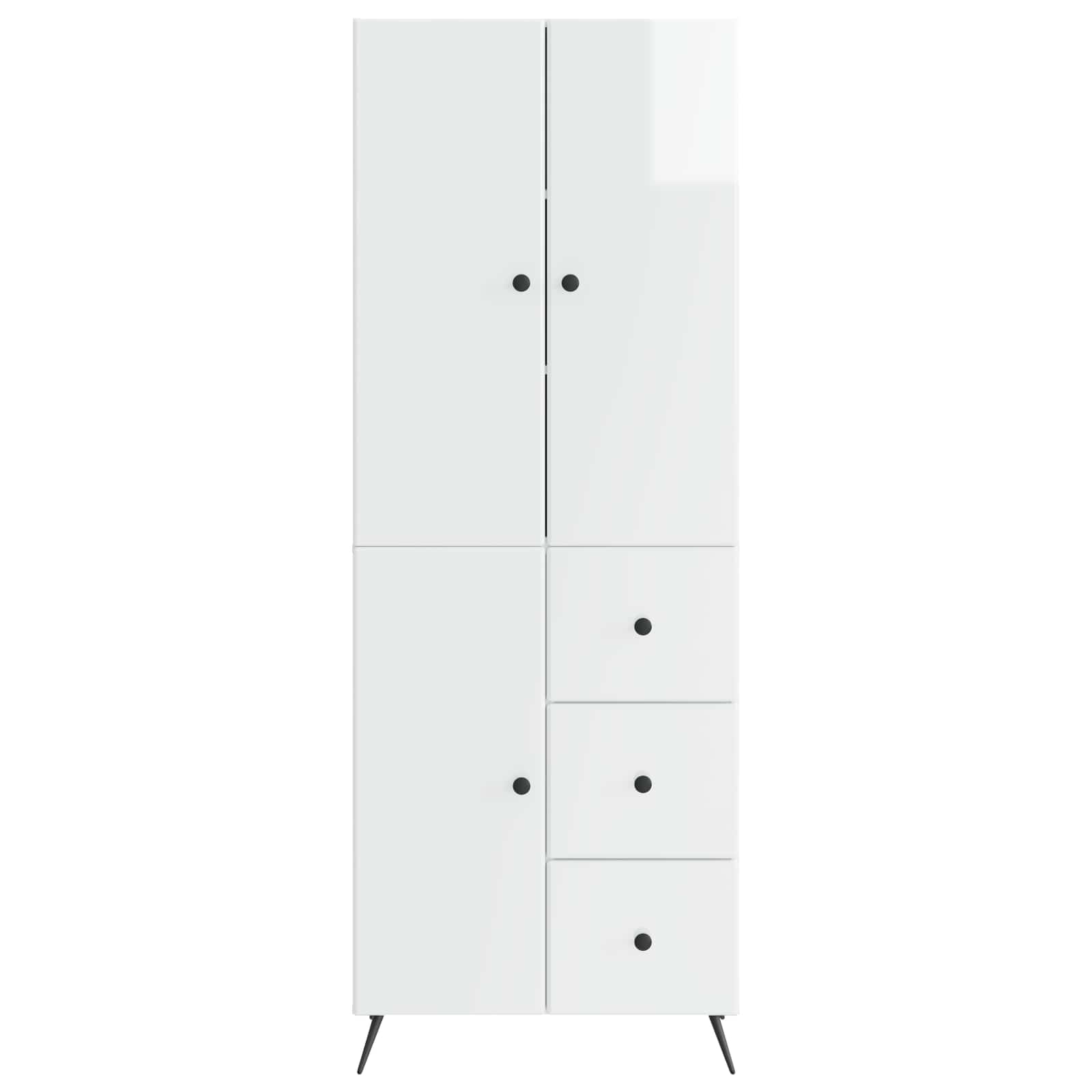 Schrankset 2 pcs Hochglanz Weiß Holzwerkstoff