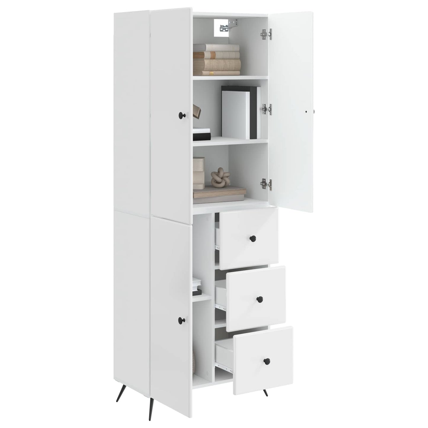 Schrankset 2 pcs Hochglanz Weiß Holzwerkstoff