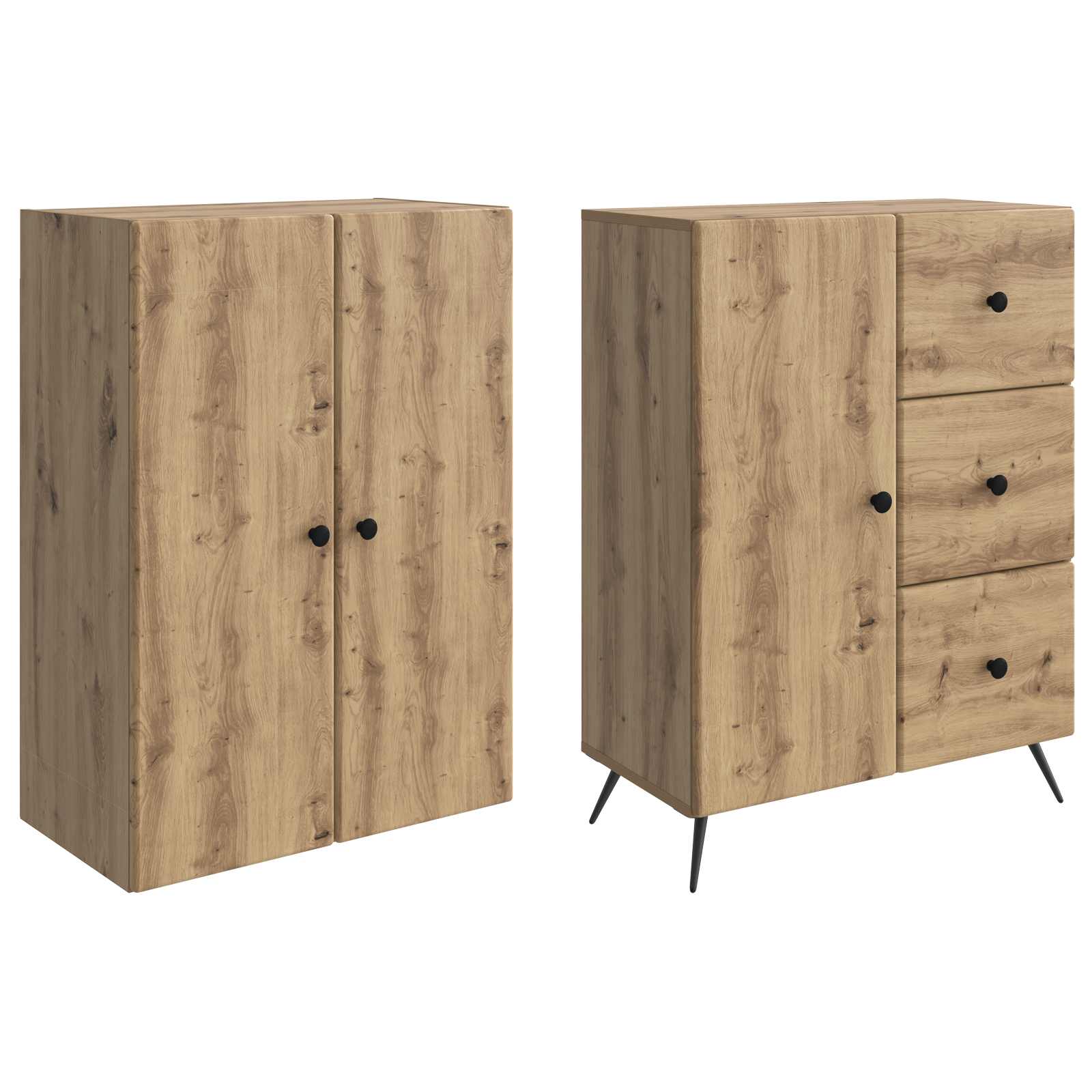 Schrankset 2 stk. Artisan-Eiche Holzwerkstoff