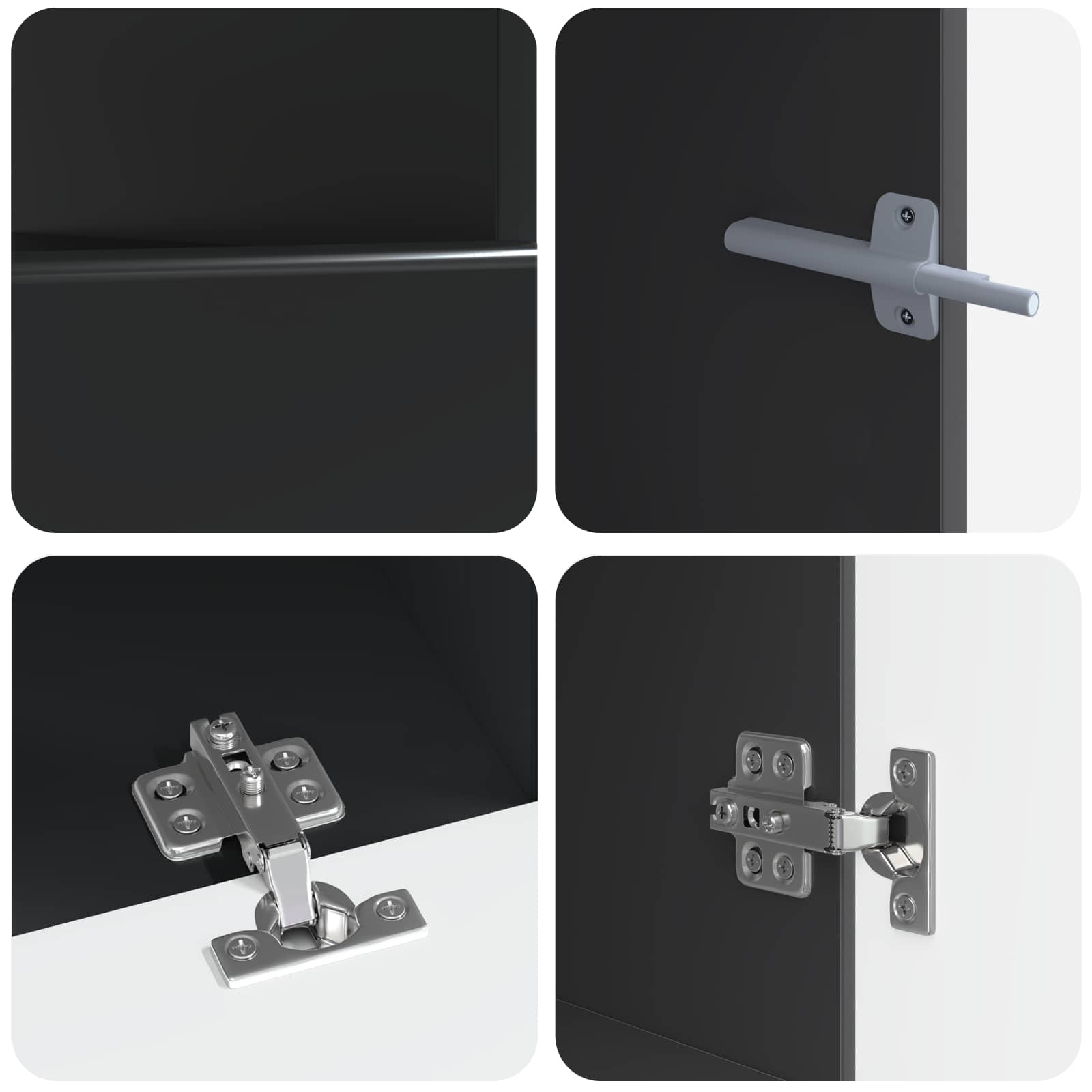 5-teiliges LED TV Schrank Schwarz Holzwerkstoff