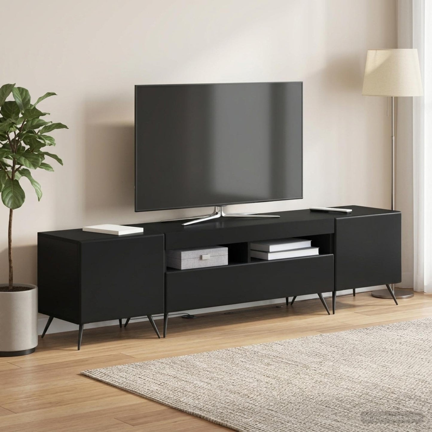 5-teiliges LED TV Schrank Schwarz Holzwerkstoff