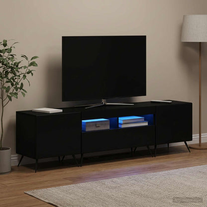 LED-TV-Schrank BREDA 3 stk. Schwarz Holzwerkstoff