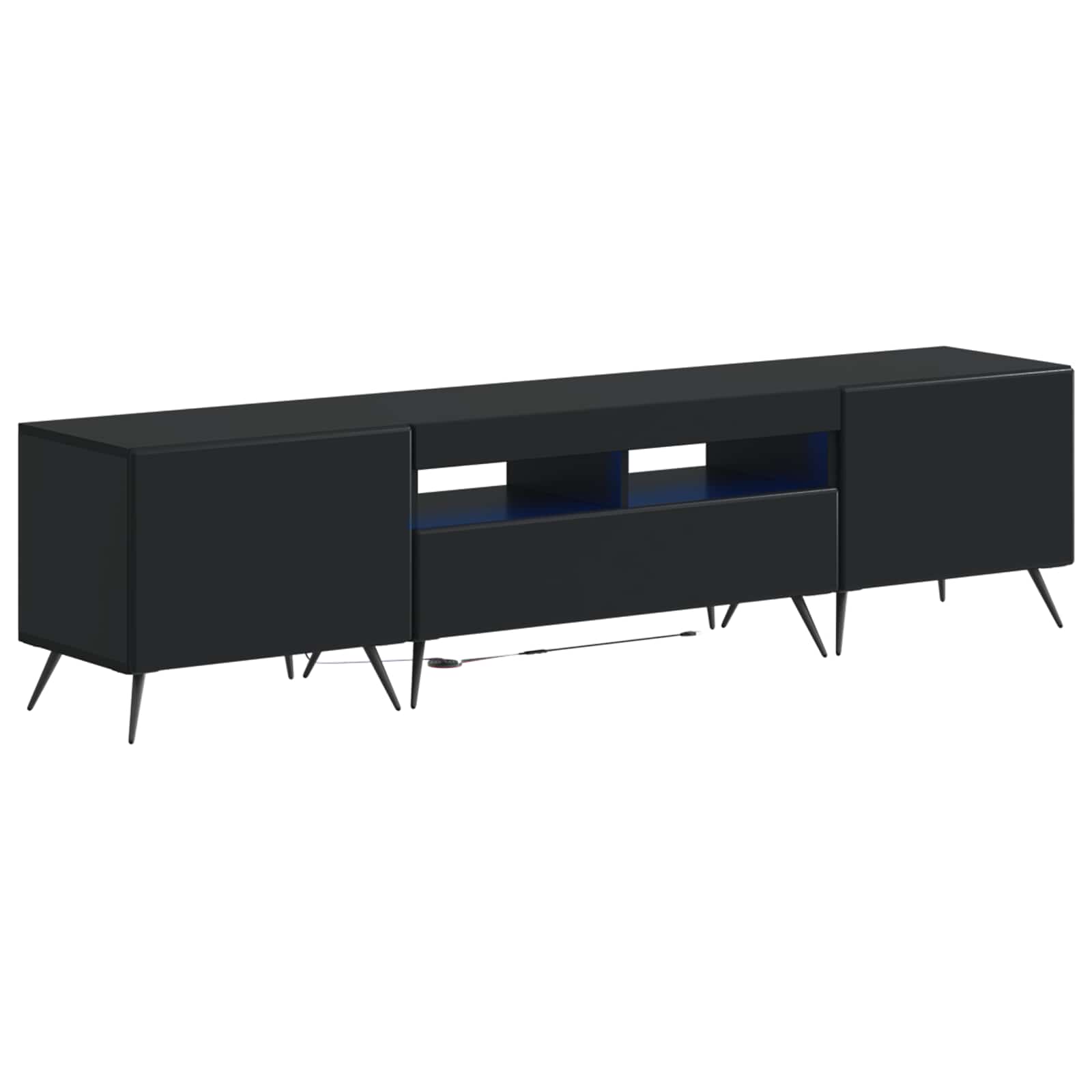 5-teiliges LED TV Schrank Schwarz Holzwerkstoff