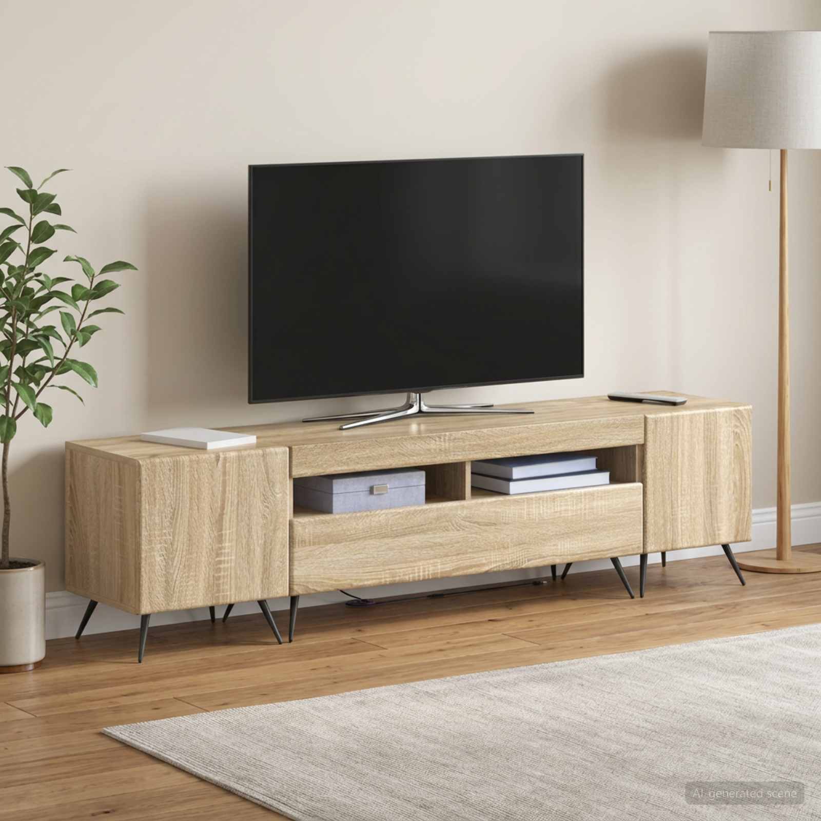 5-teiliges LED TV Schrank Sonoma-Eiche Holzwerkstoff