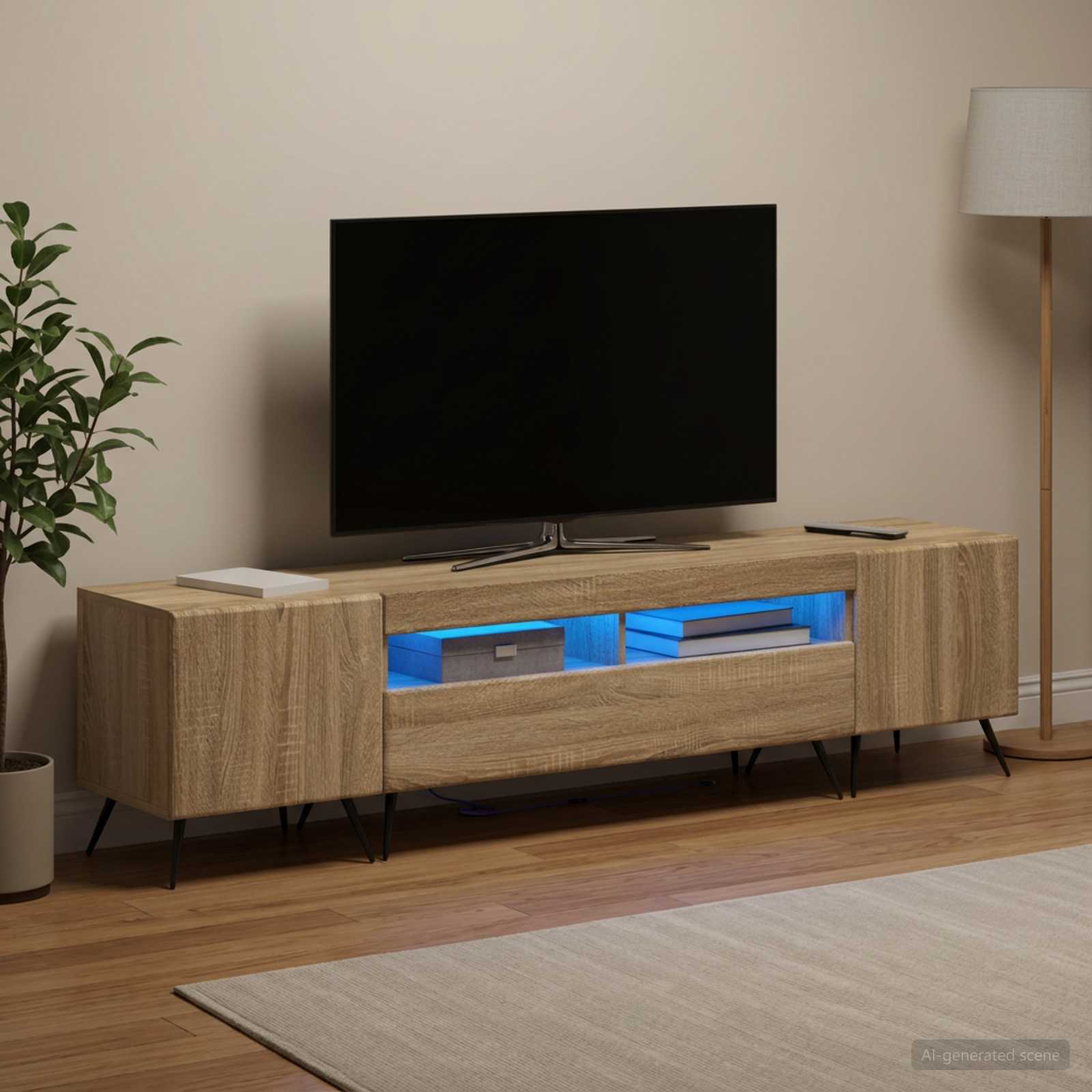 5-teiliges LED TV Schrank Sonoma-Eiche Holzwerkstoff