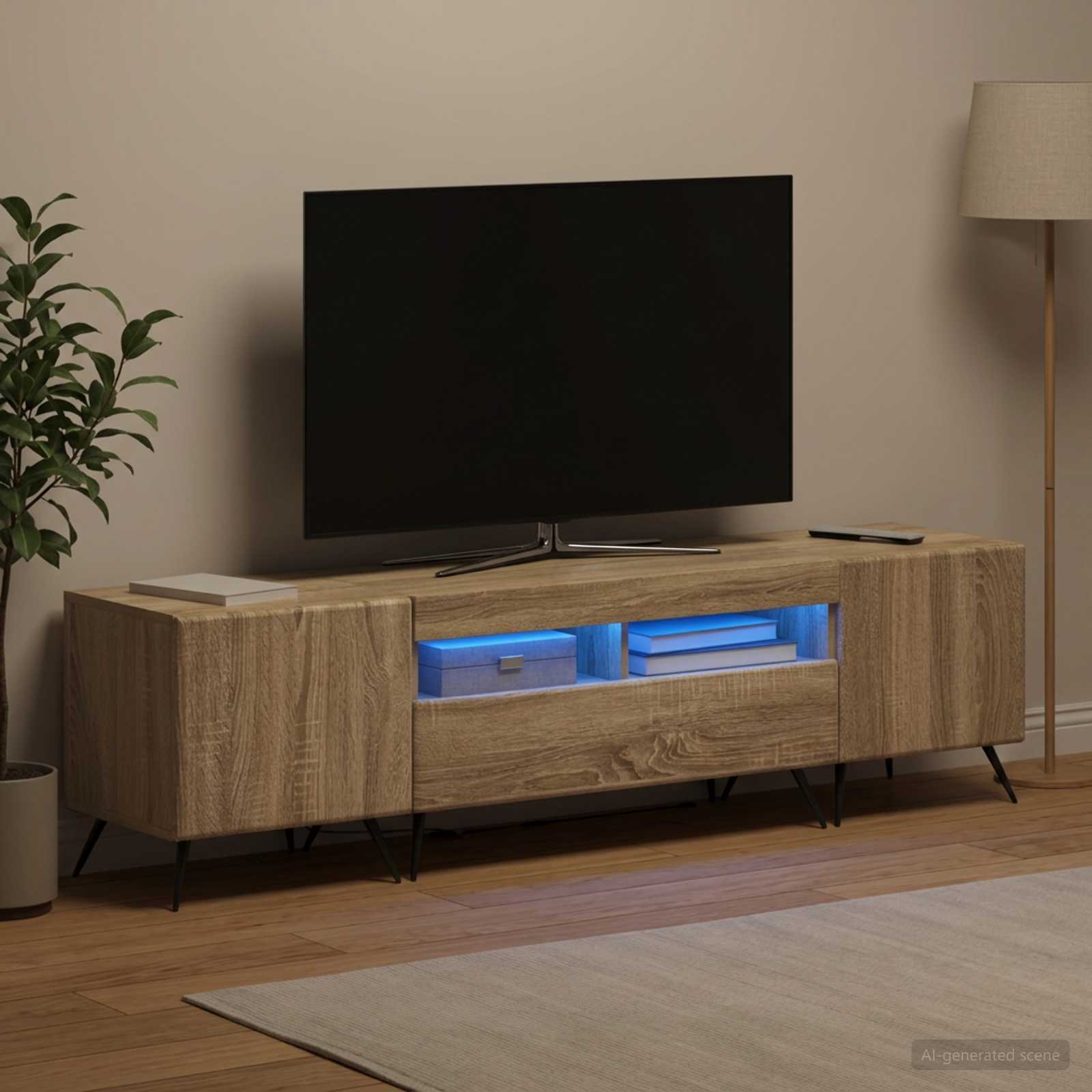 5-teiliges LED TV Schrank Sonoma-Eiche Holzwerkstoff