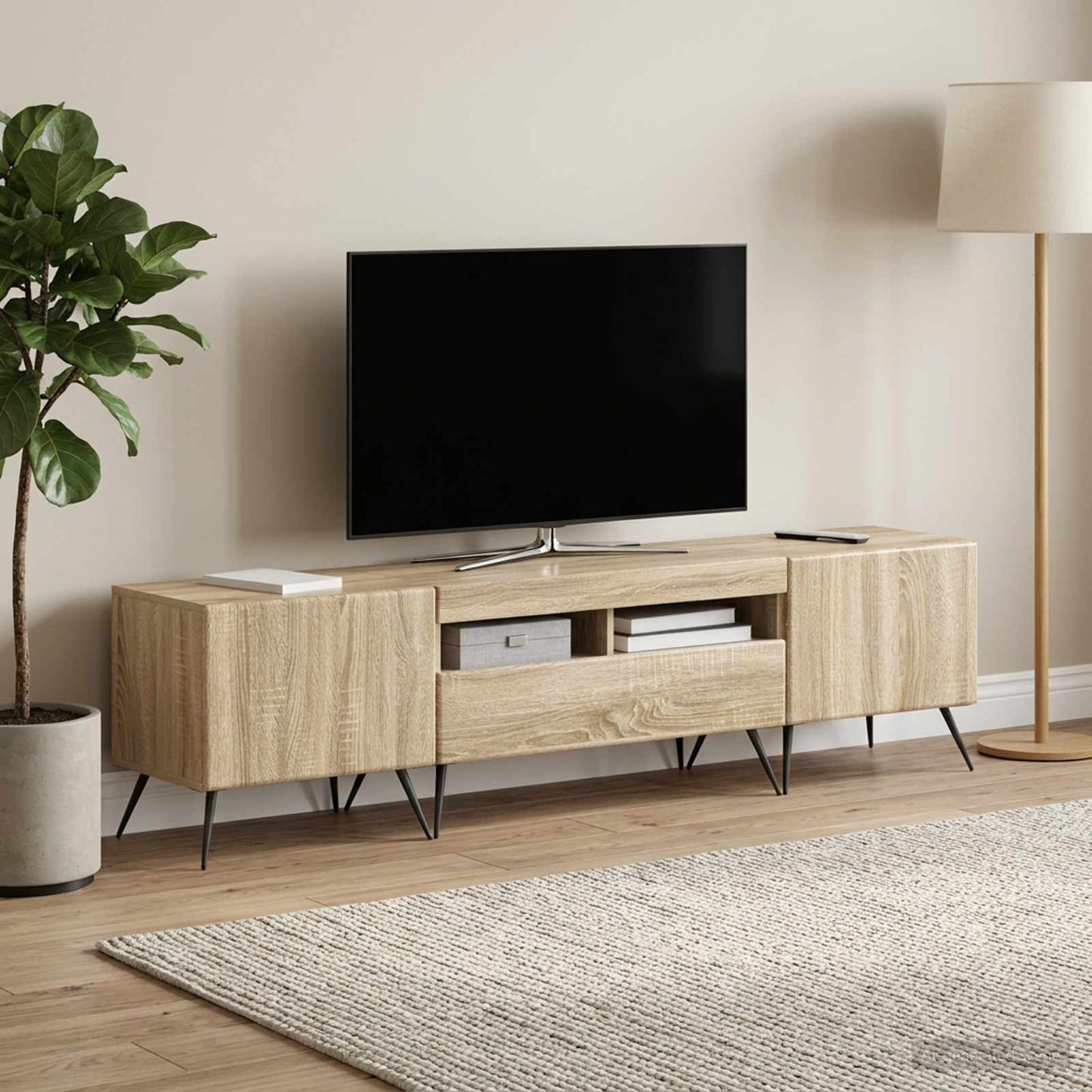 5-teiliges LED TV Schrank Sonoma-Eiche Holzwerkstoff