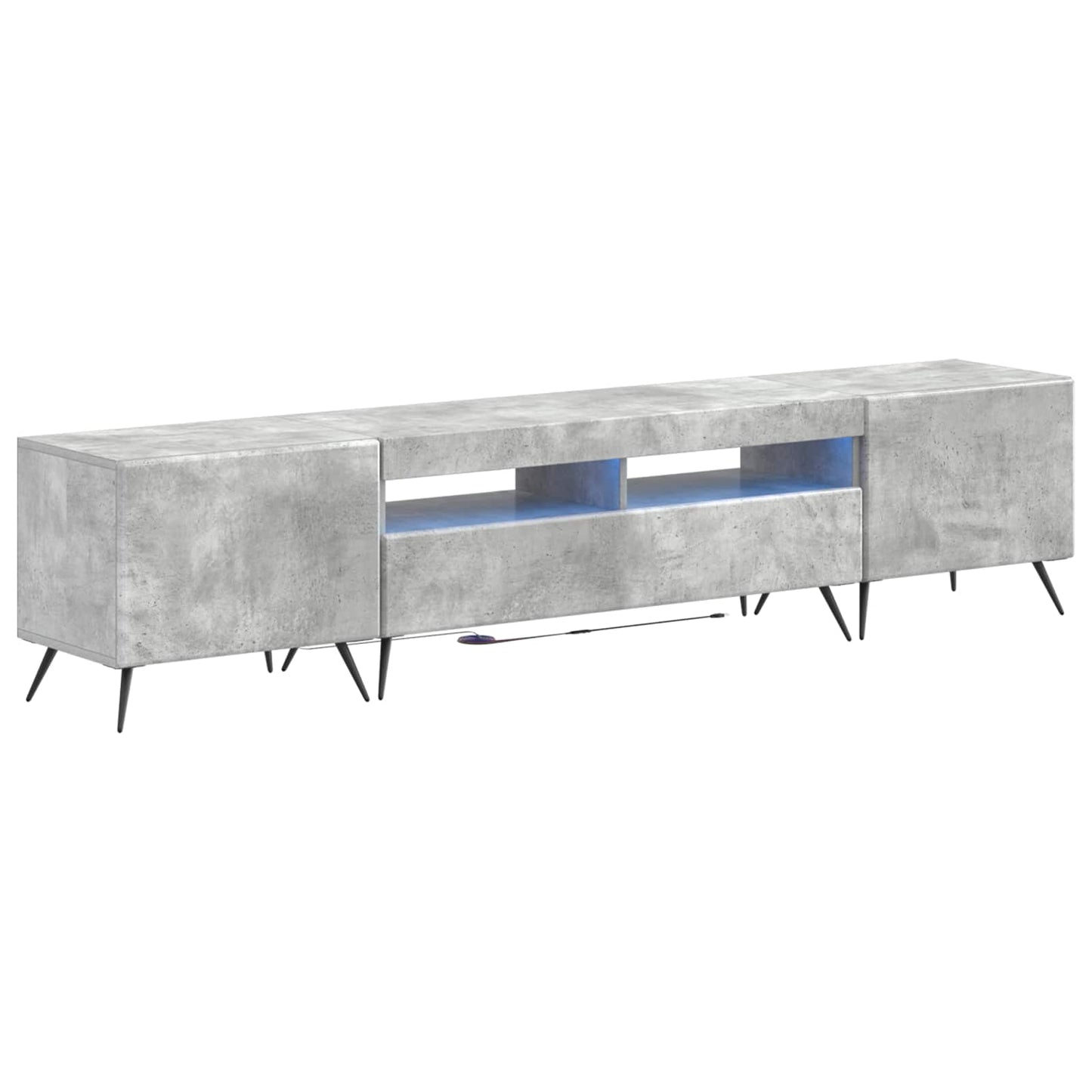 5-teiliges LED TV Schrank Betongrau Holzwerkstoff